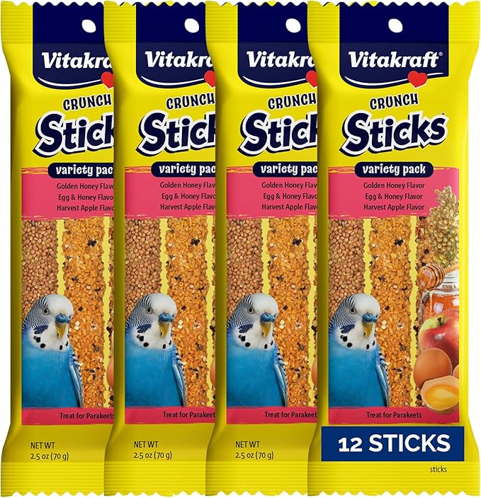 Vitakraft Crunch Sticks Parakeet Treats Golden Honey Flavor, 2 Stick Pack