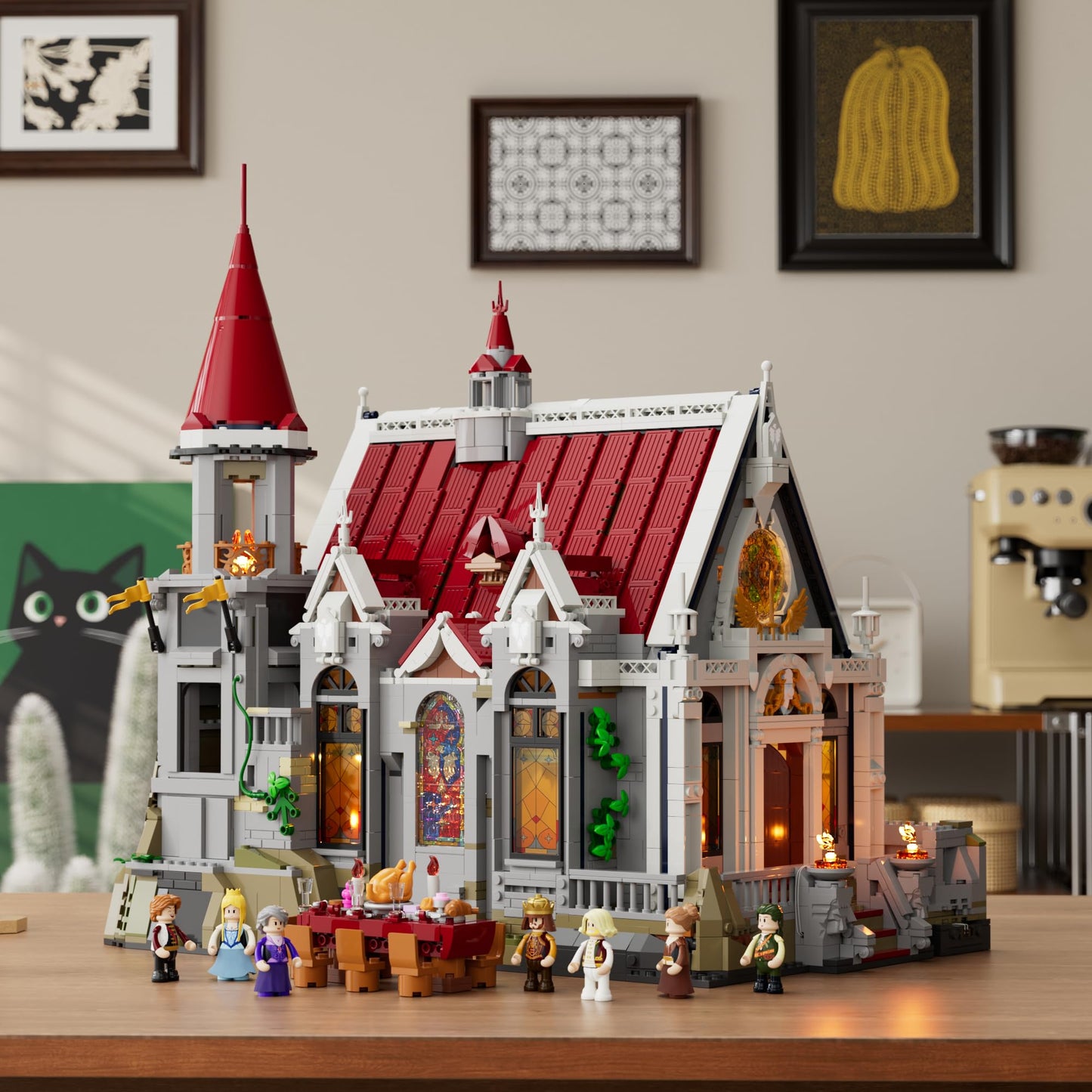 Lumibricks Medieval Castle Banquet Hall Lighting Building Bricks Set - Middle Ages City Town Modular Collection Display Kit with Minifigures 3232 Pcs for Adults & Teens