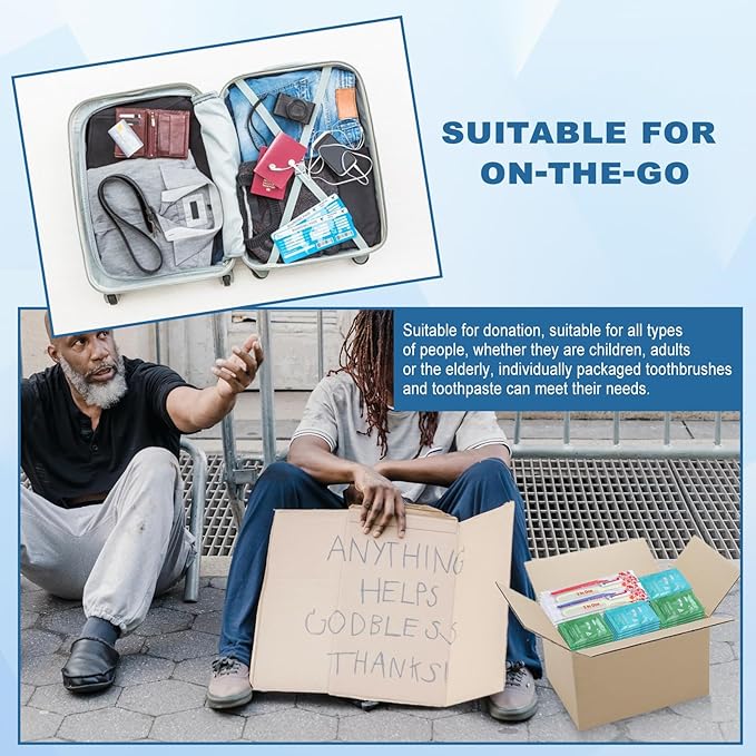 Bulk Hygiene Kits for Homeless,Disposable Toothbrushes with Toothpaste and Comb for Homeless Individually Wrapped，Basic Toiletry Kits Travel Size Shampoo And Body Wash For Hotel,Air Bnb Charity(40)