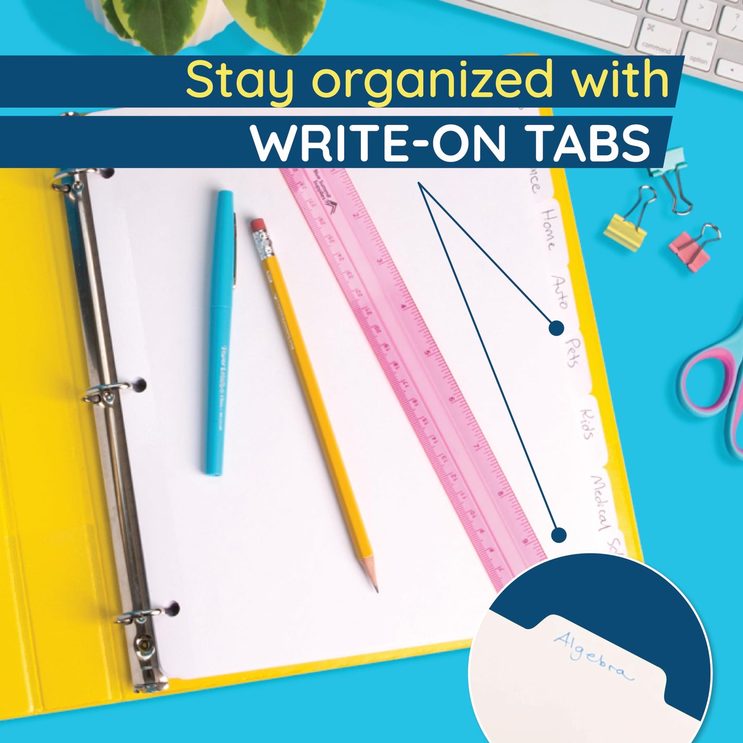 Blue Summit 8 Tab Dividers for 3 Ring Binder, Reinforced Edge, 1/8 Cut, Letter Size, Binder Dividers 8 Tab Bulk for Notebooks, White Index Divider, 12 Sets, 96 Pack