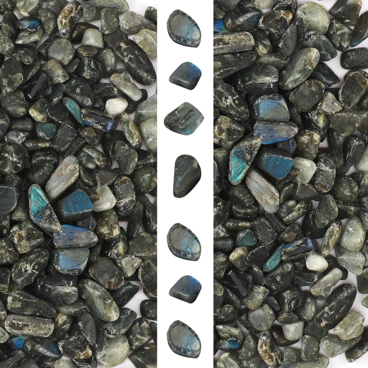 gemshan 2lb/910g Labradorite Stone Chips Crushed Irregular Rock for Fish Tank Aquarium Gravel Flowerpot Decoration