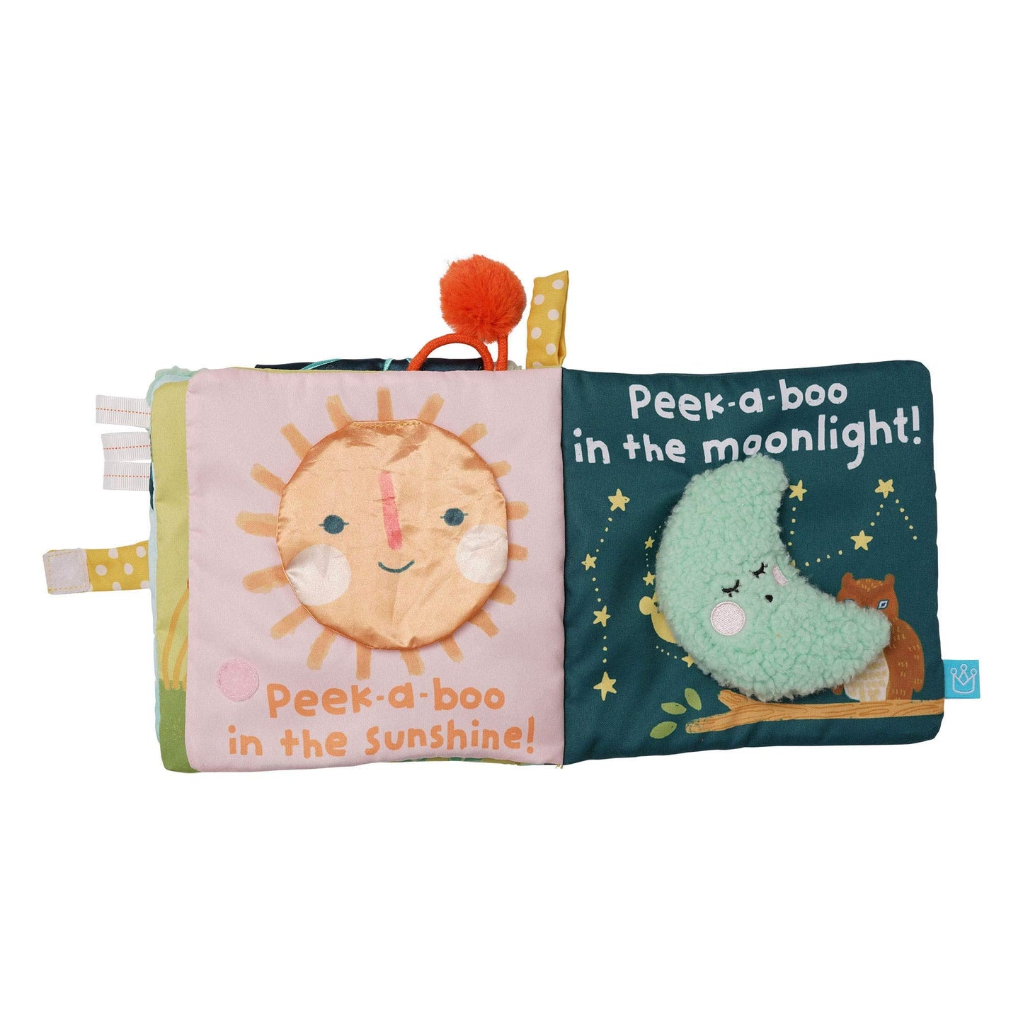 Manhattan Toy Fairytale Peek-a-Boo Soft Activity Crinkle Book for Baby & Toddler with Tethered Bunny Squeaker Small