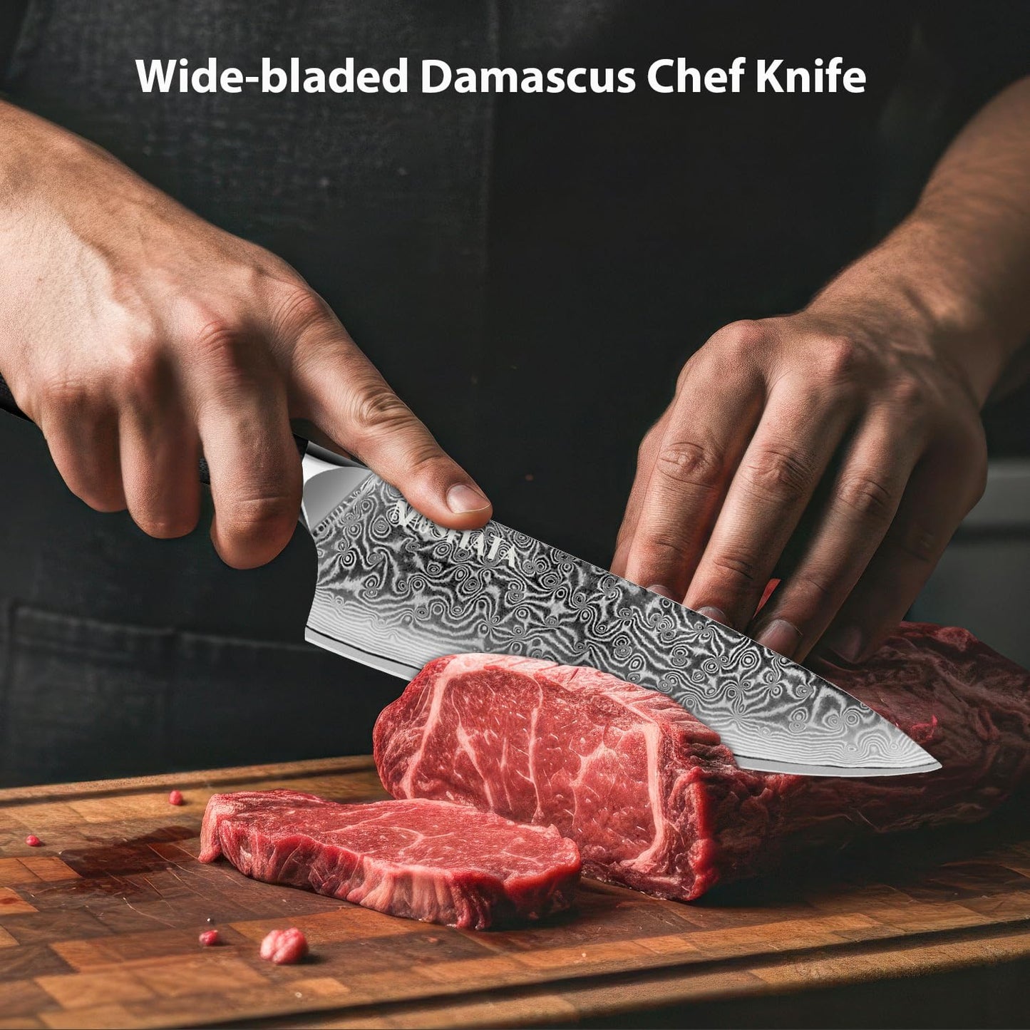 MOSFiATA Damascus Chef Knife 8", Professional Sharp Kitchen Knife 67 Layers Damascus Stainless Steel VG10 Core, Chef's Knives Chopping Cooking Knife Set with Ergonomic G10 Handle Sharpener Gift Box