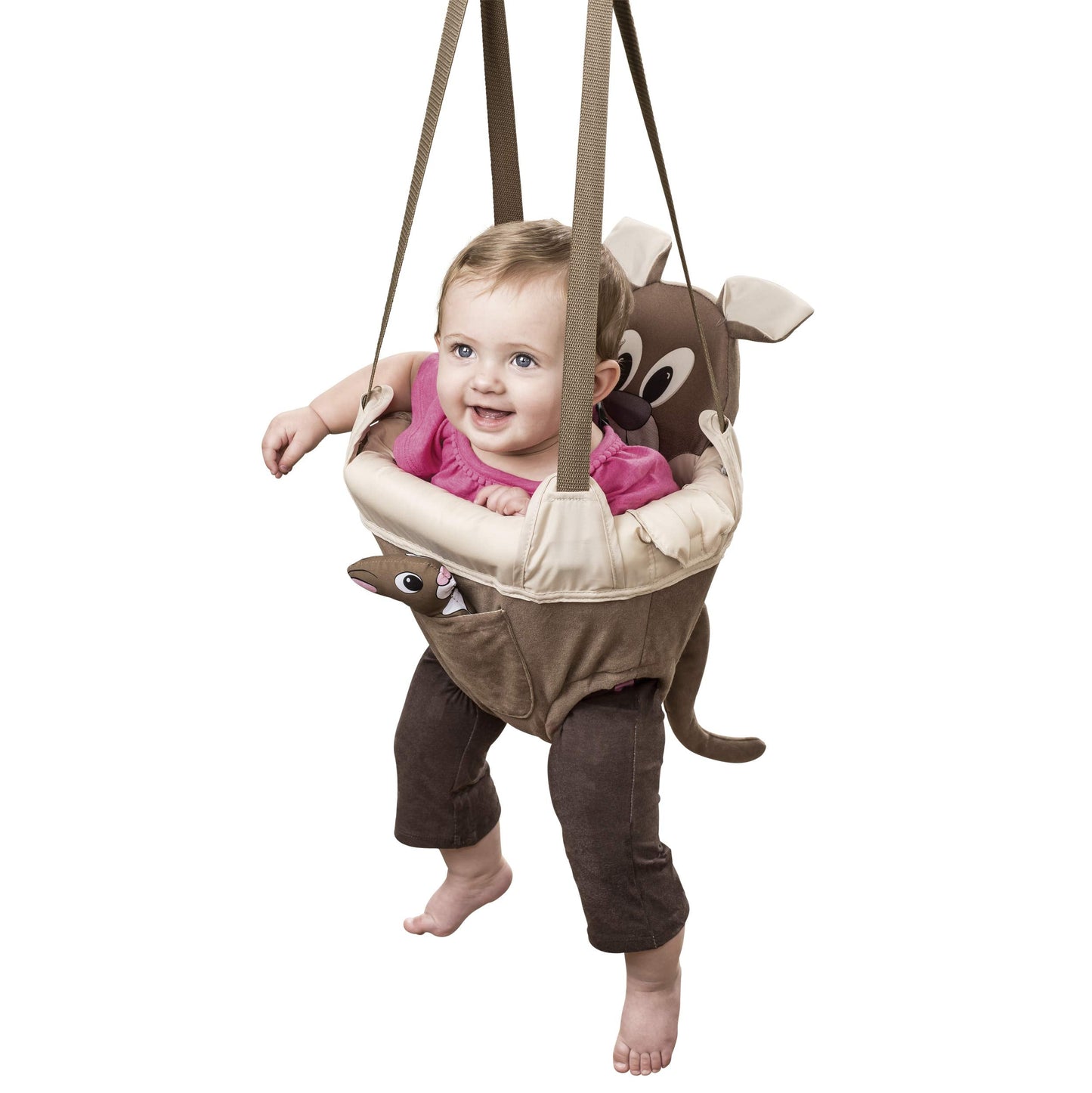 Evenflo Exersaucer Johnny Jumper Featuring Easy-to-Use Clamp Attachment for Quick and Tool-Free Set Up and Adjustable Straps to Customize The Height for Your Child, Roo
