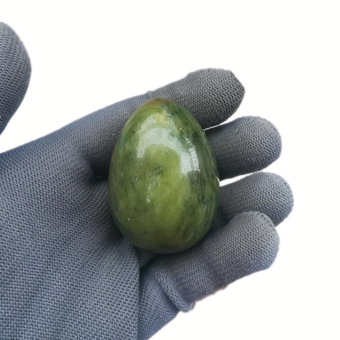 Sunshcat Natural Green Jade Egg Shaped Meditation Chakra and Home Decor Balance Crystals and Healing Stones Statue Set,35 * 50mm Easter and Thanksgiving Gift,with Wooden Bracket
