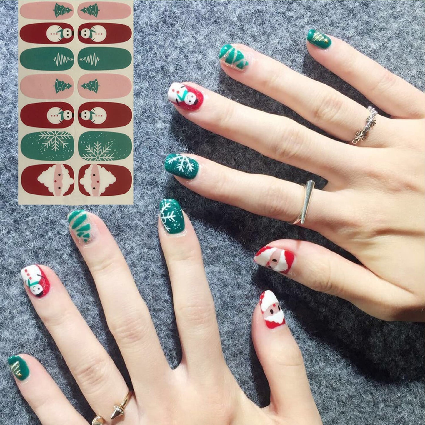SILPECWEE 20 Sheets Christmas Nail Polish Strips Full Nail Wraps for Women Self Adhesive Nail Polish Stickers Holiday Manicure Stickers for Nail Art with Nail File (Chic Style)