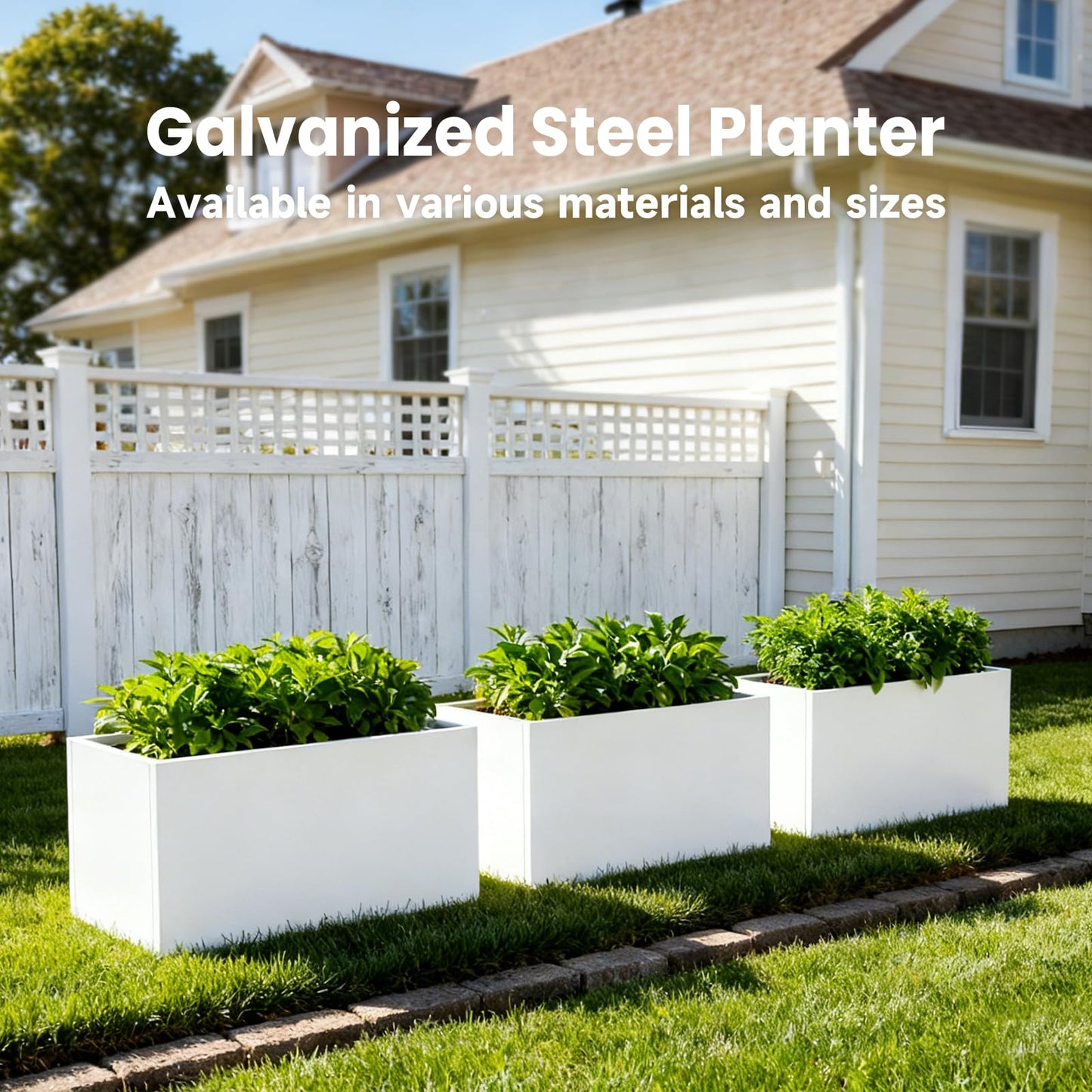 GZGNEEVL Metal Rectangular Planter 36" L x 12" W x 16" H Galvanized Steel Planter Box Rectangle Outdoor Planters Commercial Residential for Patio, Backyard, Garden