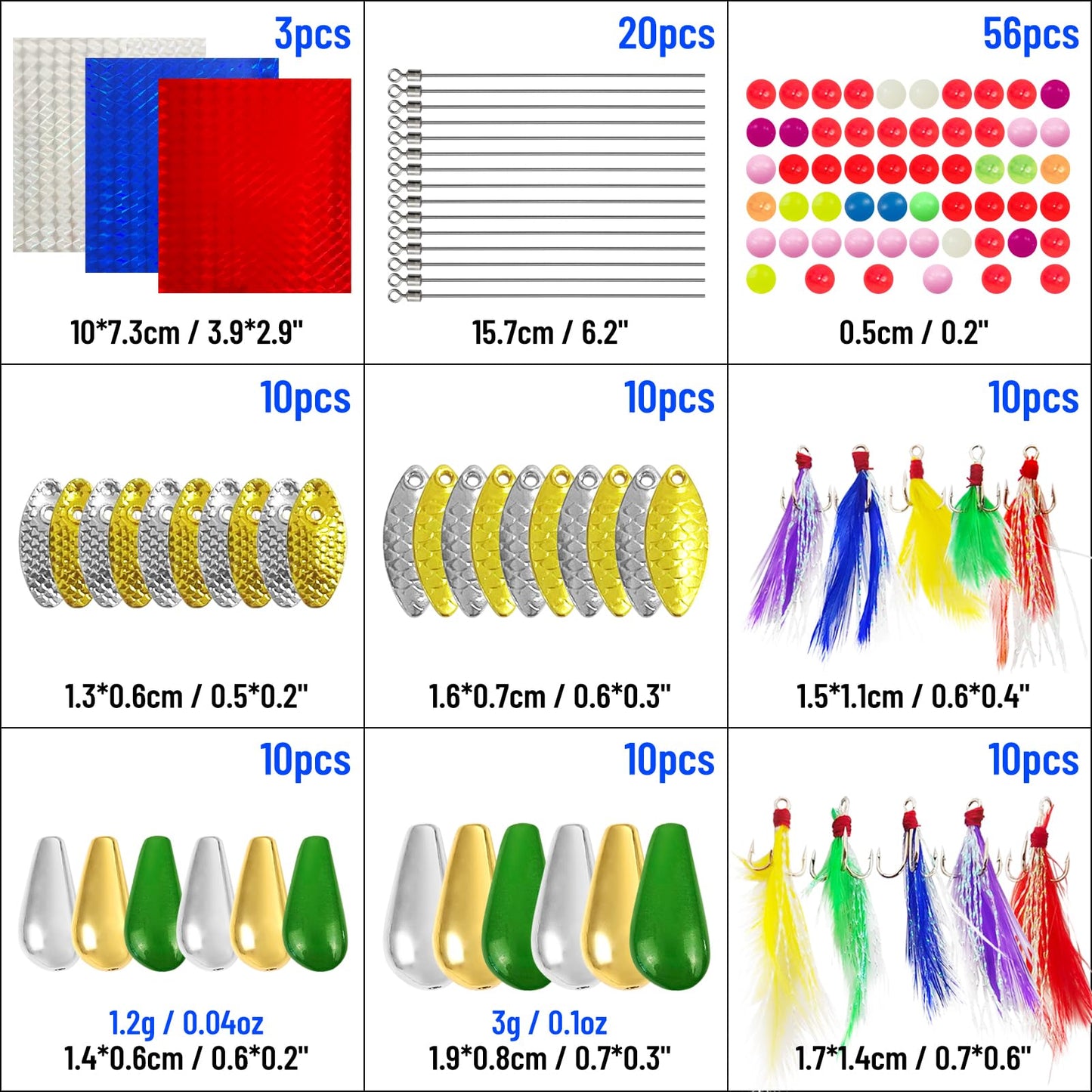 L PATTERN 140Pcs Spinner Making Kit - DIY Fishing Spinnerbait Kit with Spinner Blades, Spoons, Feather Treble Hooks, Spinner Shaft, Fishing Beads & Tackle Box for Bass Trout Perch Salmon