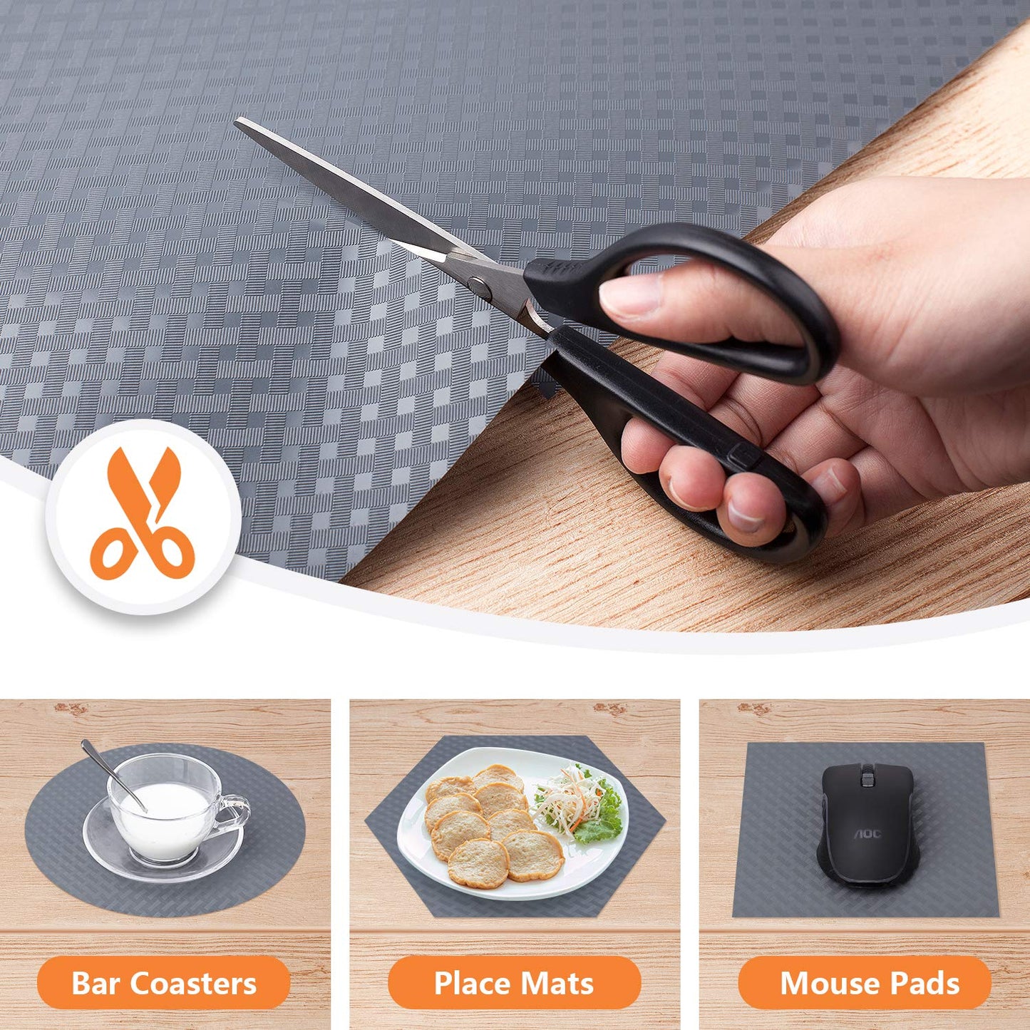 StaHom Shelf Liners for Kitchen Cabinets, Waterproof and Oil-Proof Kitchen Cupboard Liner, Refrigerator Liners and Plastic Drawer Mats EVA Non Adhesive Shelves, Fridge - Gray 11.8 x 118 Inches