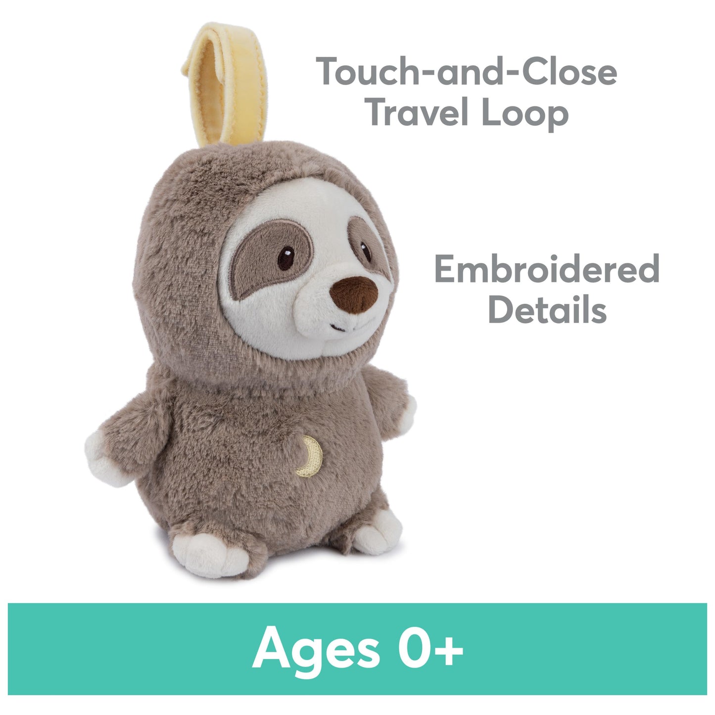 GUND Baby Lil’ Luvs On The Go Sloth Soother for Babies and Newborns, Plush Sloth Stuffed Animal Sound Toy, Brown/Cream, 6”