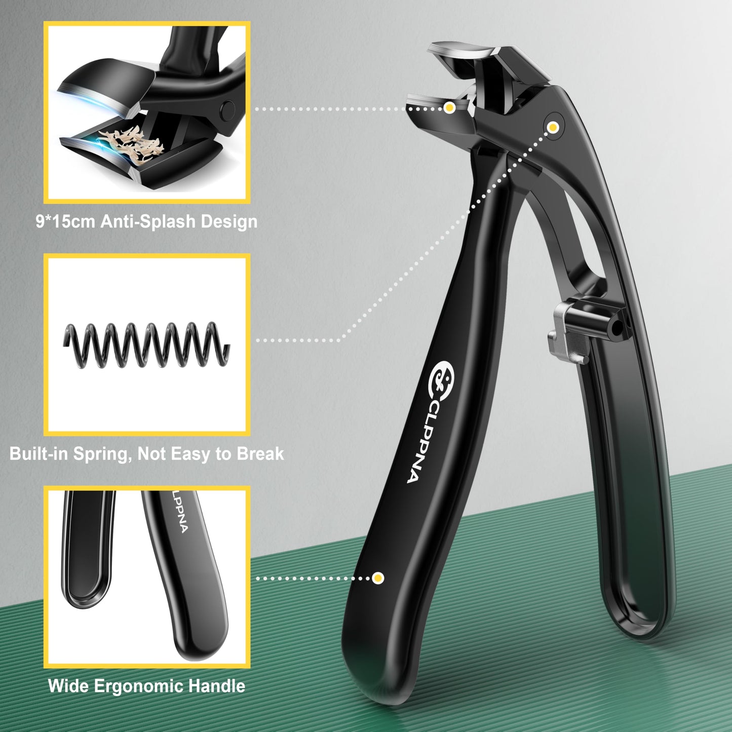 Toenail Clippers for Thick Toenails for Seniors, Angled Head Large Toe Nail Clippers Set, Heavy Duty Ingrown Toenail Clippers with Long Handle, Wide Jaw Fingernail Clippers