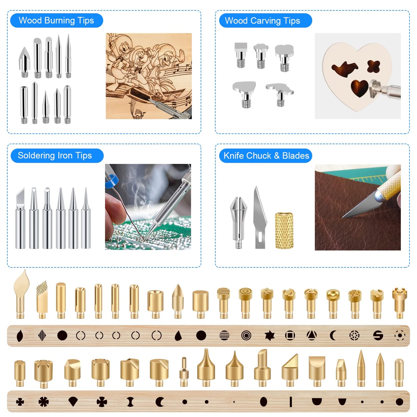 116pcs Wood Burning Kit, Professional Wood Burning Tool with Soldering, DIY Creative Tools Adjustable Temperature 220~480℃ Wood Burner Soldering Pen for Carving/Pyrography, Fathers Day gift