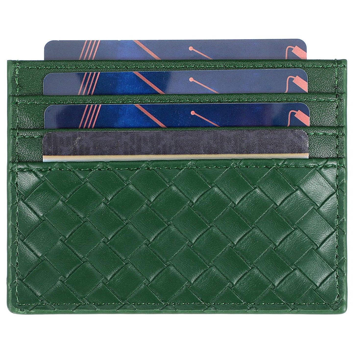 HJZHII Credit Card Holder Wallet, Slim Minimalist Wallet Blocking Leather Front Pocket Wallets 6 Card Slots Card Case for Men Women