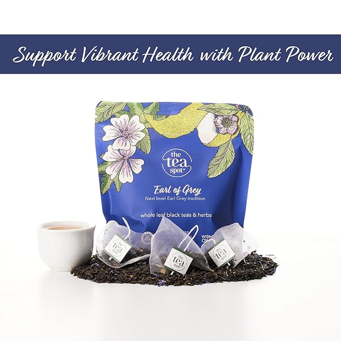 The Tea Spot Earl of Grey Black Tea with Citrus for Energy | Blend of Black Tea, Citrus Root, Mallow Flowers, Bergamot, and Vanilla Flavoring | 15 Tea Bags