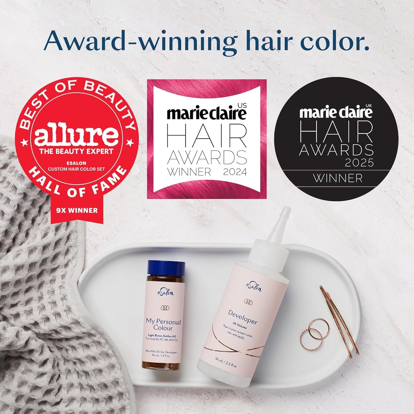 eSalon Permanent Hair Color & Hair Dye Kit - Dark Blonde - Professional-Grade Ammonia-Free Colorist for Up To 100% Gray Coverage on All Hair Types