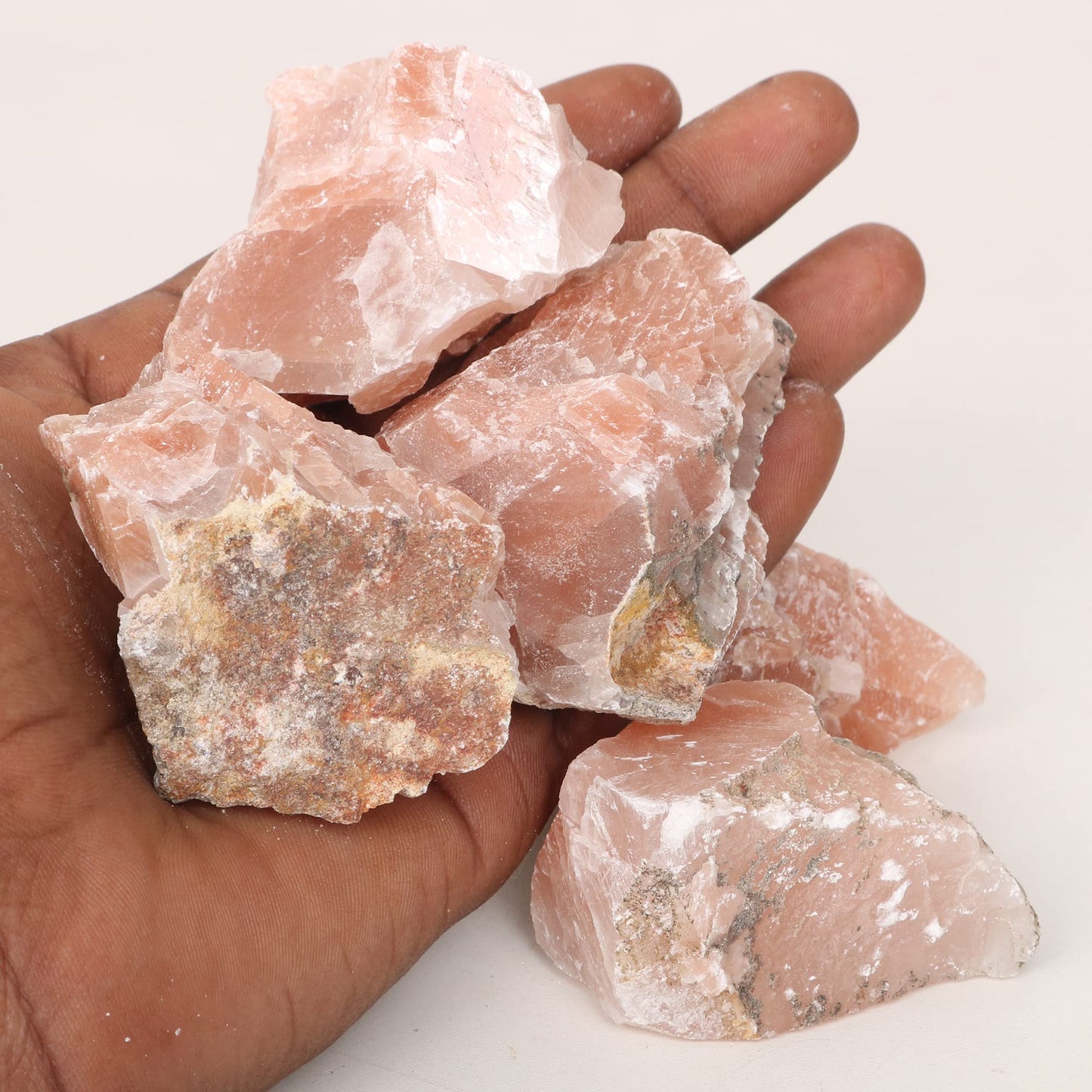 REAL-GEMS Natural Raw Healing Crystals Rough Stones for Tumbling, Cabbing, Polishing, Wire Wrapping, Wicca & Reiki Crystal Healing, Mix Gemstones,7 Chakra (Calcite)