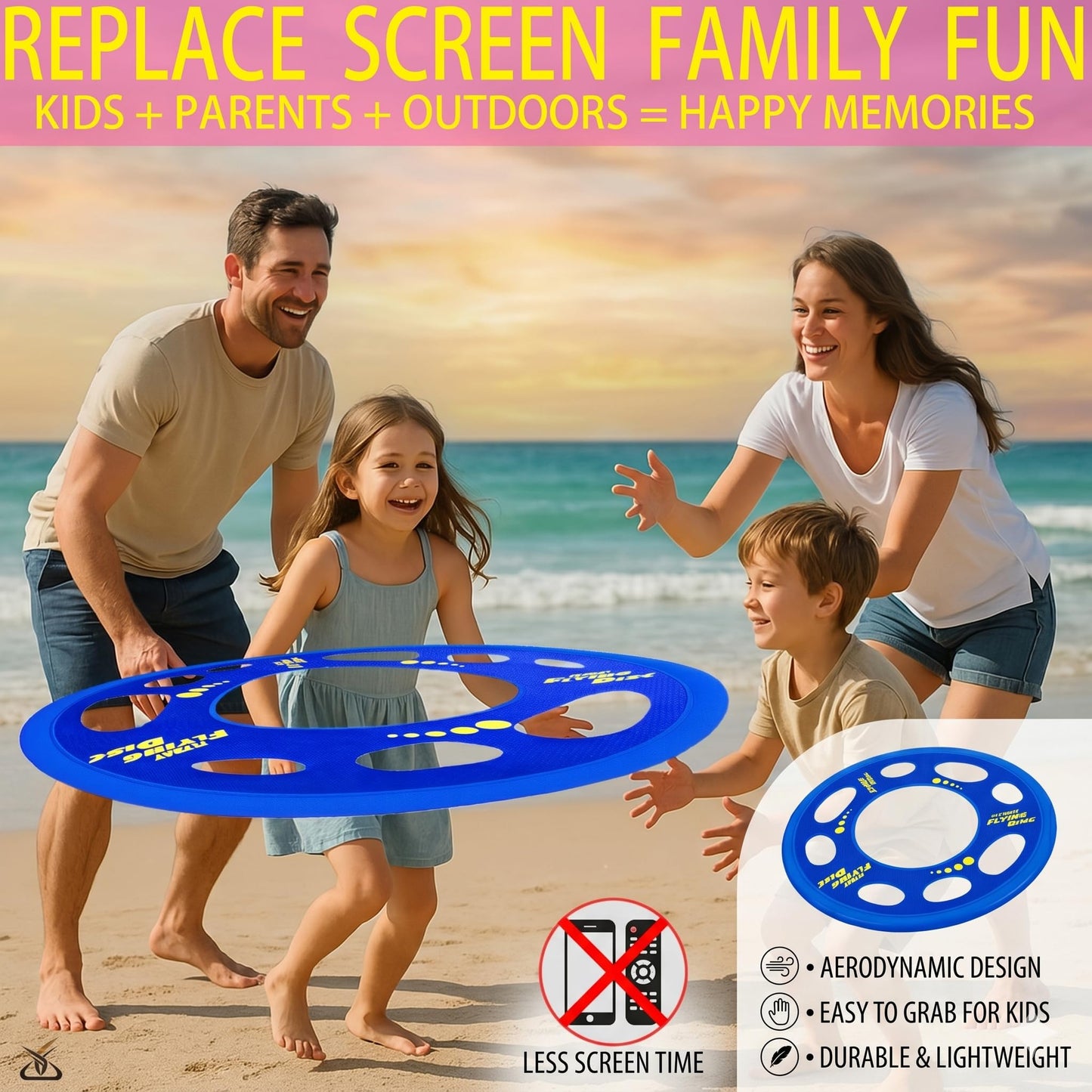 Giant Flying Disc Soft, Foldable & Floats in Air - Encourage Outdoor Play & Family Fun - Great for Kids, Parent-Child Interaction, and School Activities (27 Inch)