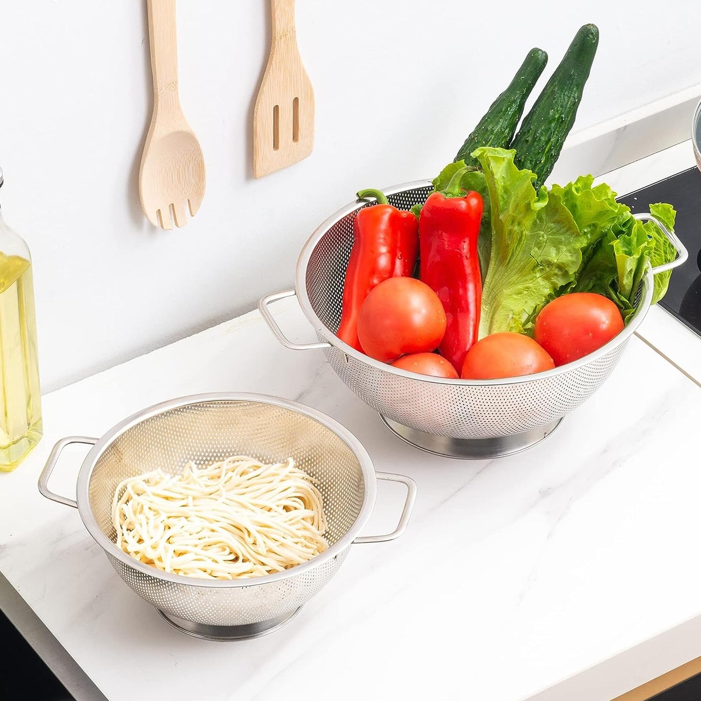 Kaishun Colander Stainless Steel 3-Quart, Kitchen Strainer for Pasta, Fruits Vegetables, Dishwasher Safe