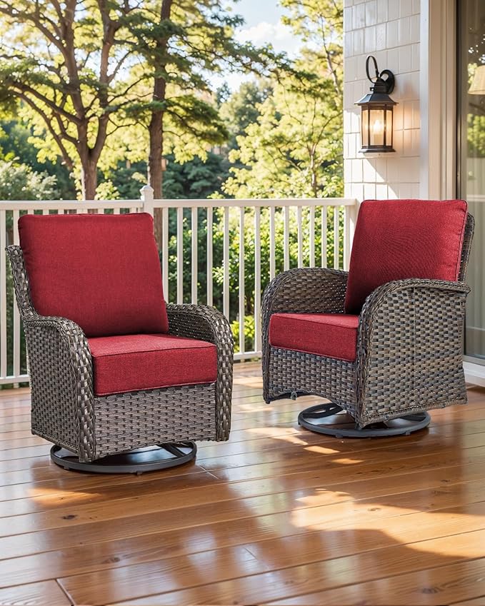 Luxury 22x24/22x25 6-Inch Outdoor Deep Seat Cushions Set of 6 - Comfortable Patio Zipper Chair Cushion for Outside Wicker Dining Rocking Swivel Chairs Loveseat Couch Sectional Sofa - Red