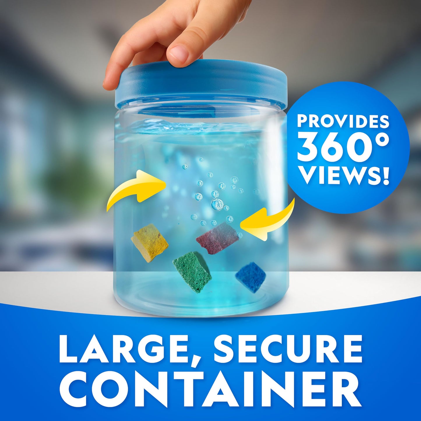 National Geographic Underwater Crystal Growing Aquarium Science Kit – Grow 8 Colorful Crystals Underwater | 360-Degree Secure Viewing Canister