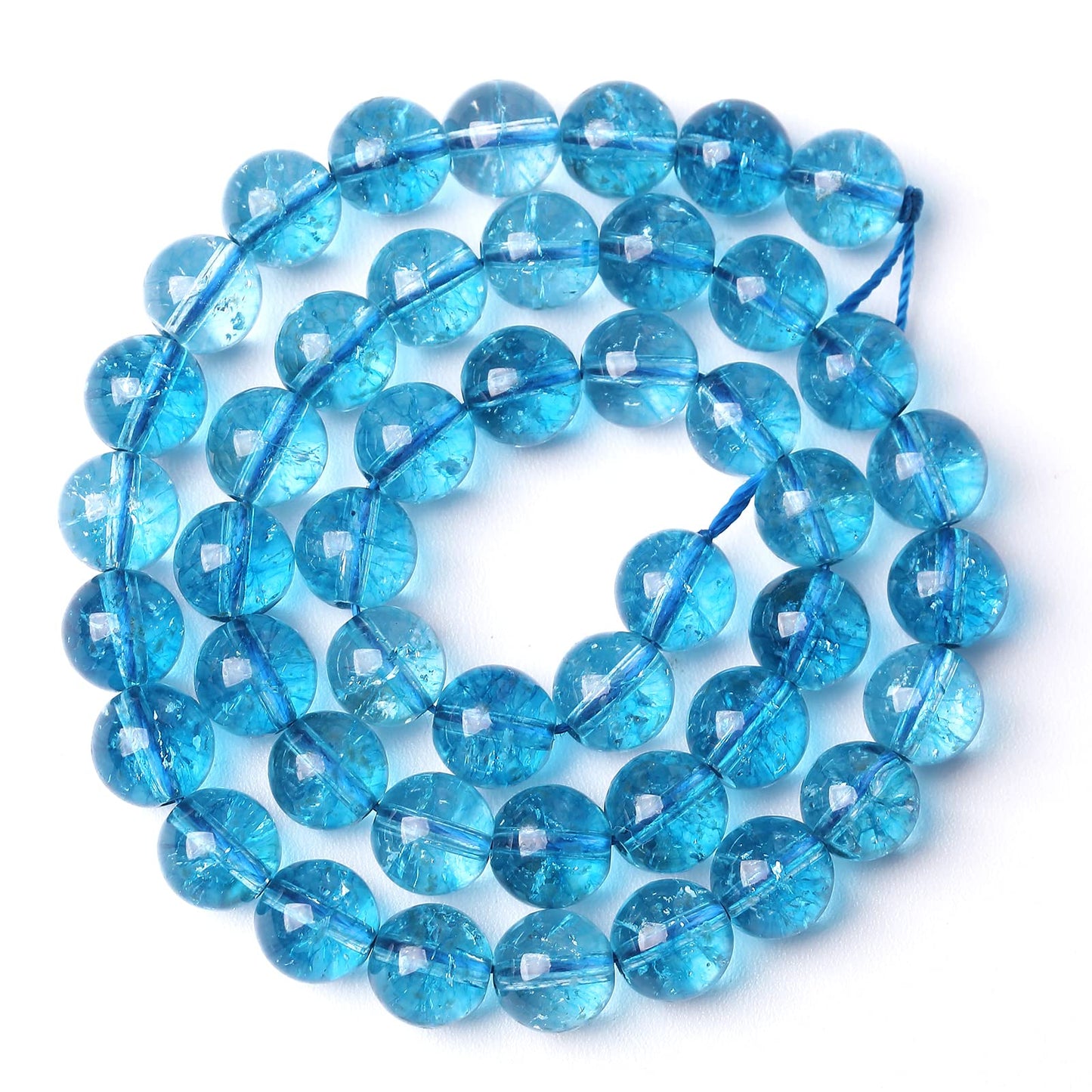 6mm 61pcs Blue Topaz Crystal Quartz Natural Stone Round Loose Beads for Jewelry Making DIY Bracelet Necklace Earrings