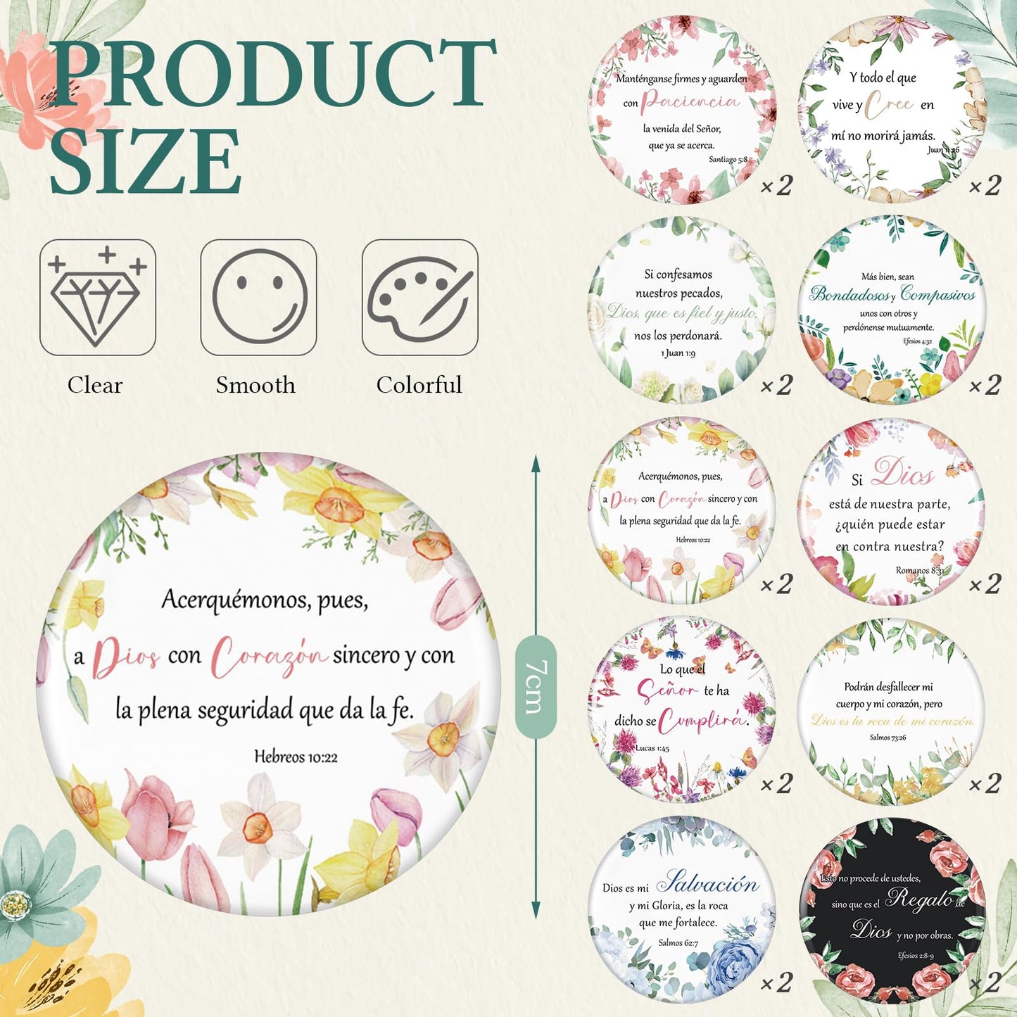 Abbylike 40 Pcs Christian Gift for Women Include 20 Bible Verse Makeup Bags 20 Christian Compact Mirrors Inspirational Religious Scripture Gift for Mom Sister Birthday Christmas(Spanish Style)