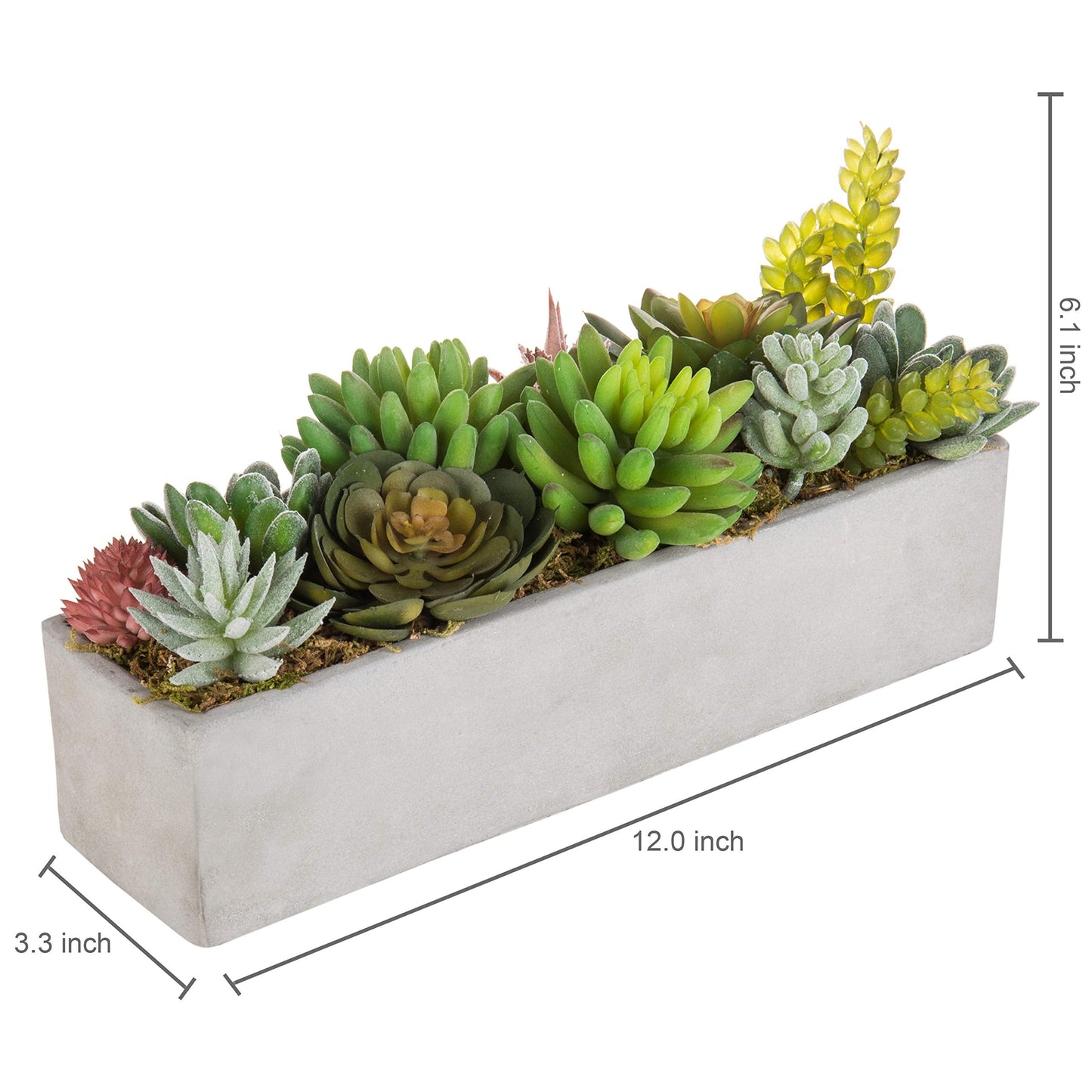 MyGift Faux Succulent Plant Arrangement in 12-Inch Gray Cement Pot