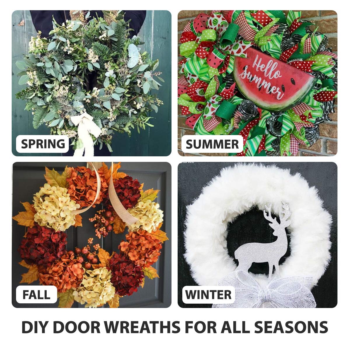 UltraOutlet 6 Pack 14 Inch Metal Wreath Frame Wreath Ring for Crafts with 6 Adhesive Hooks and 3.3 Yard Burlap, Front Door Christmas New Year Valentines Wedding Decoration