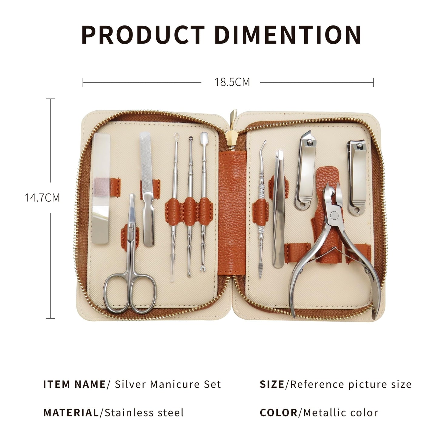 11 in 1 Manicure Set with Case Professional Manicure Tool Kit, anicure Sets Pedicure Kits Stainless Steel Nail Clipper Personal Care Tools with PU Leather Case, MK4203