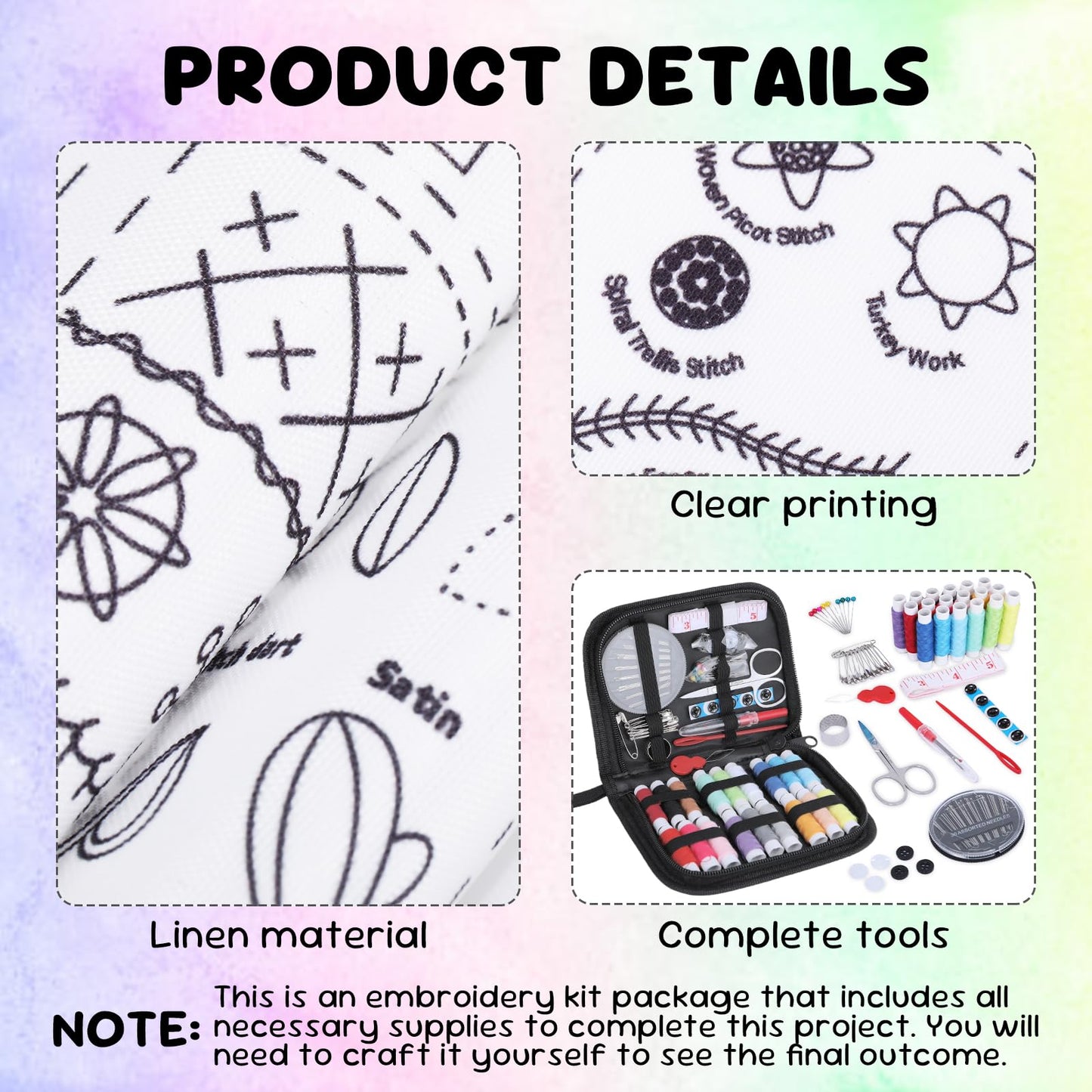 Poeuai 2026 New Embroidery Stitch Book Kit,All-Scenario Embroidery Stitch Book kit, Comes with a Complete Toolkit and Instructional Tutorial, for Beginners and Enthusiast