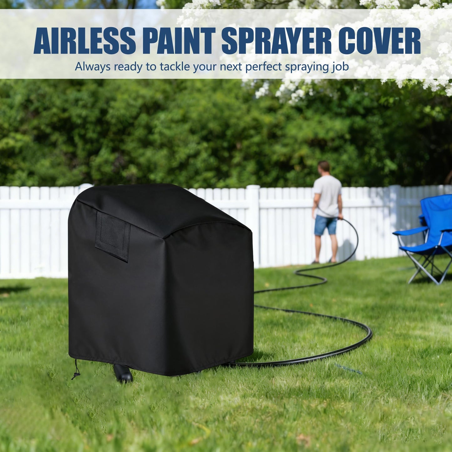 Airless Paint Sprayer Cover and 100ft Hose Cover Set, Heavy-Duty 600D Oxford Fabric Dust Cover with Hook and Loop & Drawstring, Airless Paint Sprayer Accessories (16x16x17.5in)
