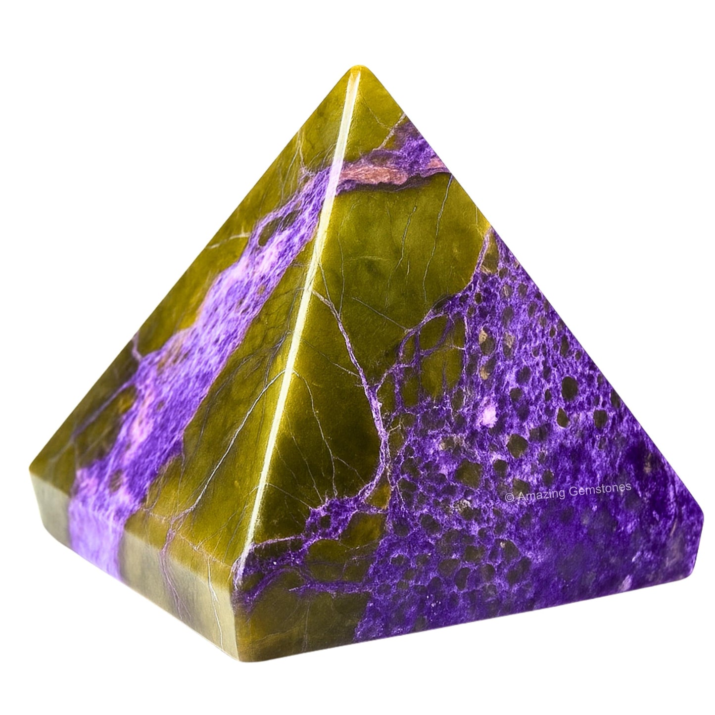 Amazing Gemstone Stichtite Pyramid Crystal Healing Stones - 1.5" Great Pyramid Figurine of Natural Stone Pyramid for Meditation, Reiki, Chakra Balancing and Crystal Pyramids Grid (Stichtite)