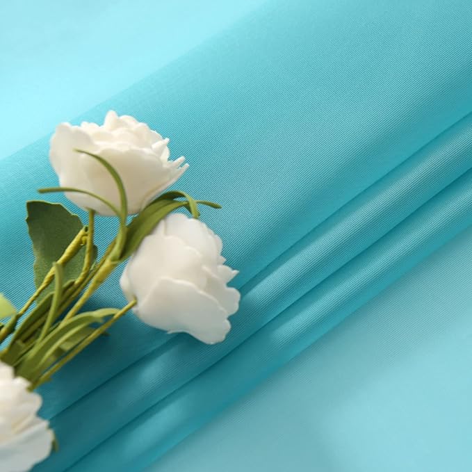 SpaceDresser Sheer Voile Window Treatment Rod Pocket Curtain Panels for Kitchen Bedroom Living Room Drapes Sunlight Filtering Privacy Semi Home Decor Assorted Colors Sizes (Turquoise, 52 W x 54 L)