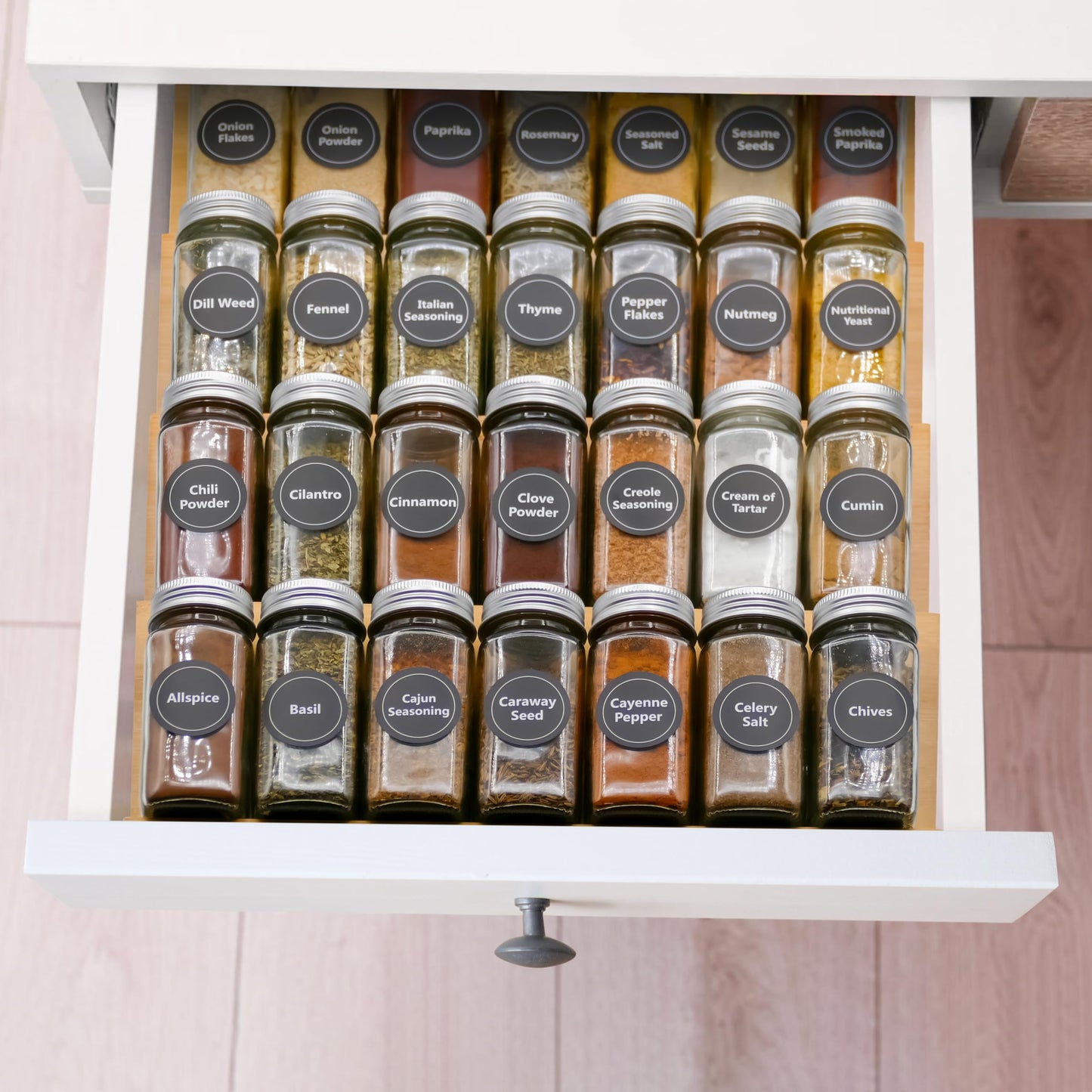 Sweet Living 4 tier spice rack drawer organizer for Kitchen Cabinets | Wooden spice drawer organizer, Space-Saving kitchen drawer organizer for Neat In-Drawer Spice Storage