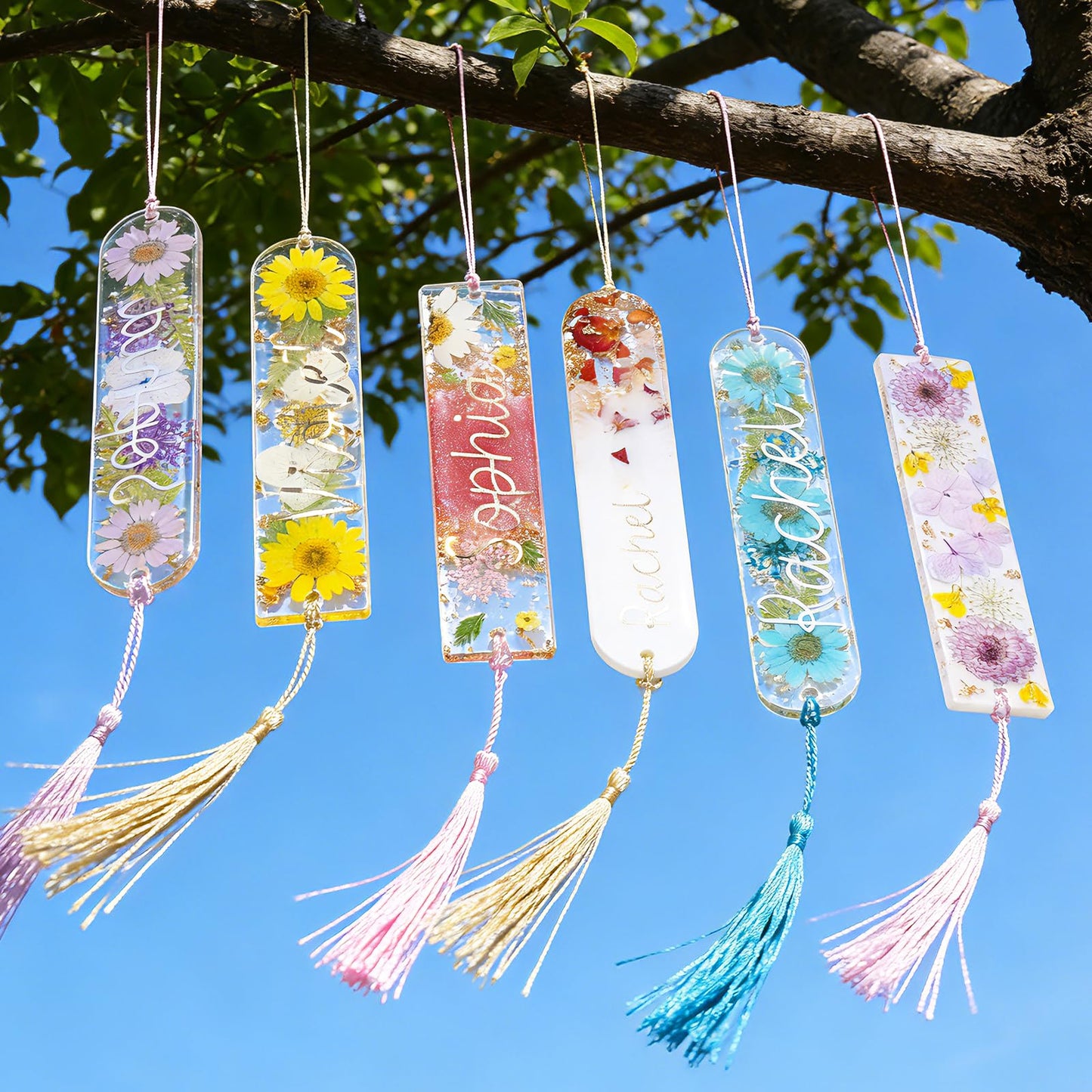 LET'S RESIN Bookmark Silicone Molds Set - 3 Shapes with 20Pcs Tassels for Epoxy Resin, Resin Bookmark Molds Silicone for DIY Handmade Bookmarks & Personalized Craft Gifts