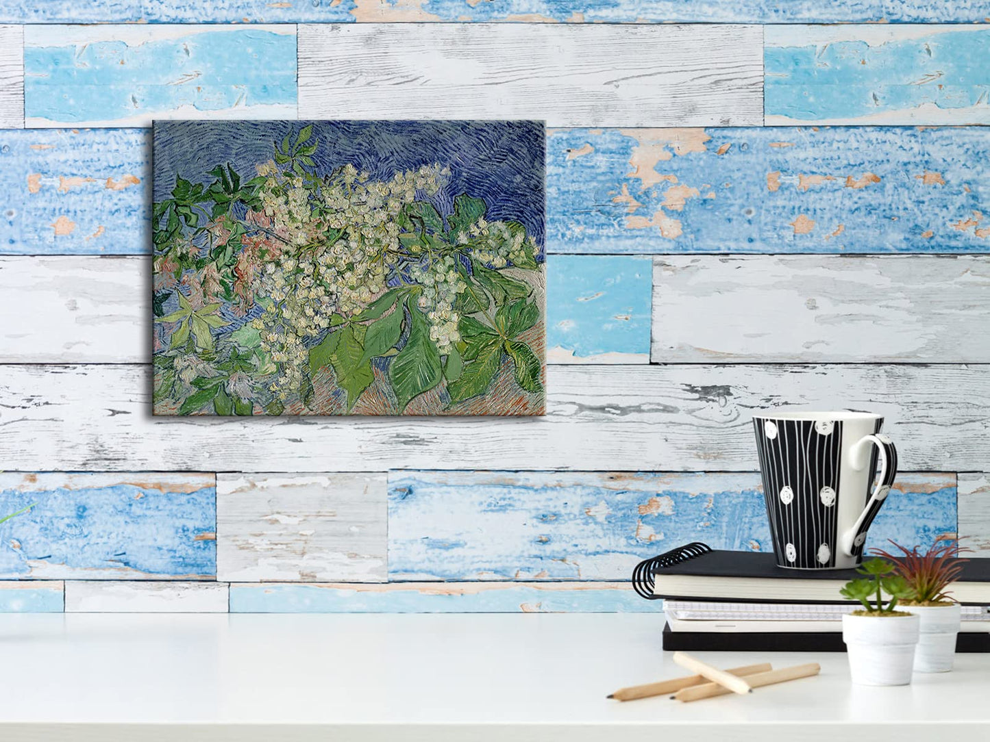 Wieco Art Blossoming Chestnut Branches Canvas Prints of Vincent Van Gogh Art Famous Paintings Reproduction Classical Flower Pictures Artwork Wall Art for Home Decor and Wall Decorations