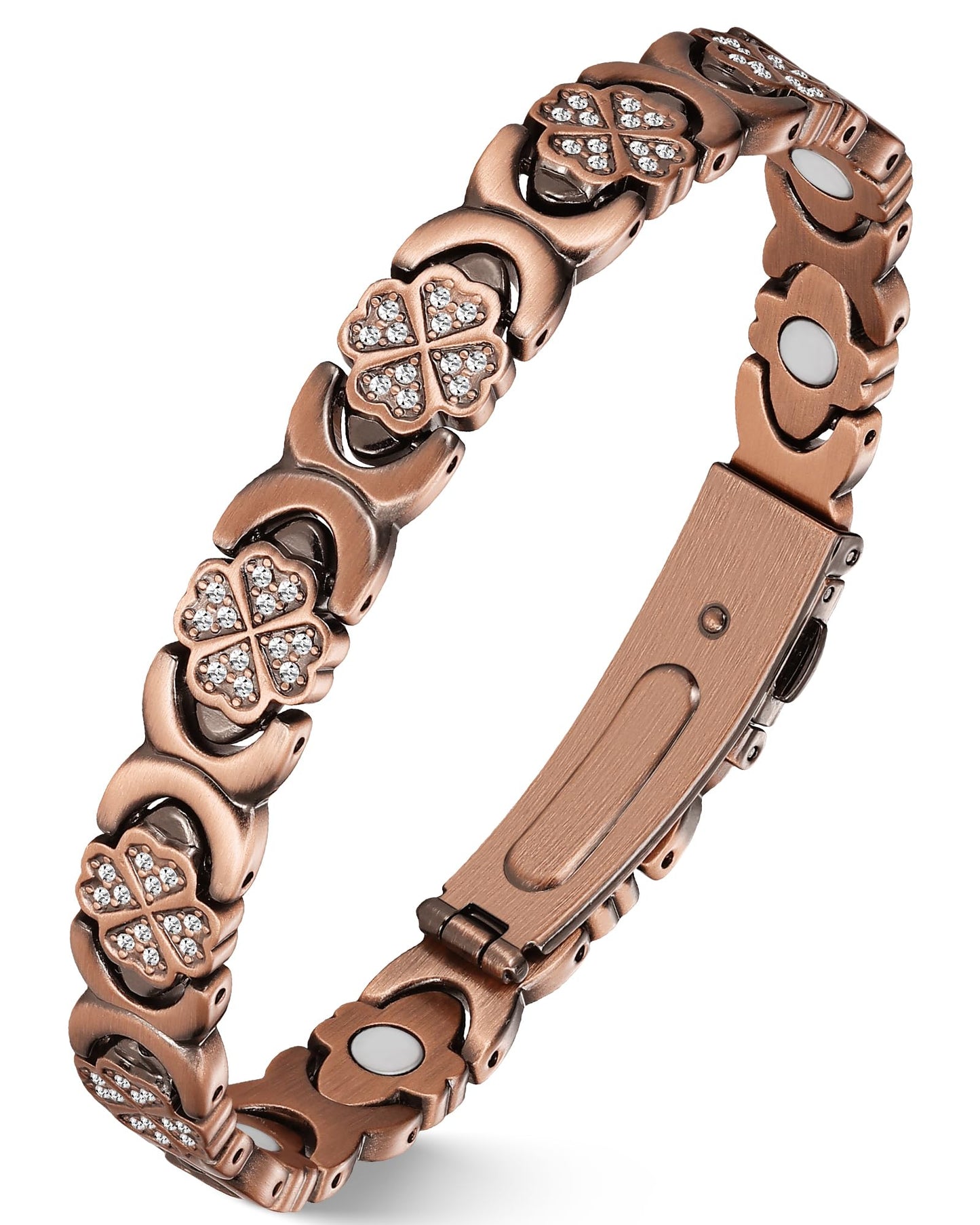 Jecanori Copper Magnetic Bracelet for Women with 3500 Gauss Magnets,Flower Copper Bracelet,Premium Fold-Over Clasp