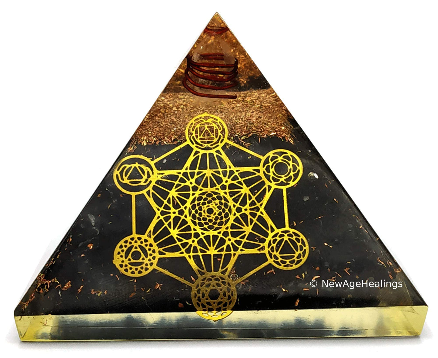 Amazing Gemstone Large Black Tourmaline Orgone Pyramid Crystal, Chakra Metatron Orgonite Pyramid - Positive Energy Healing