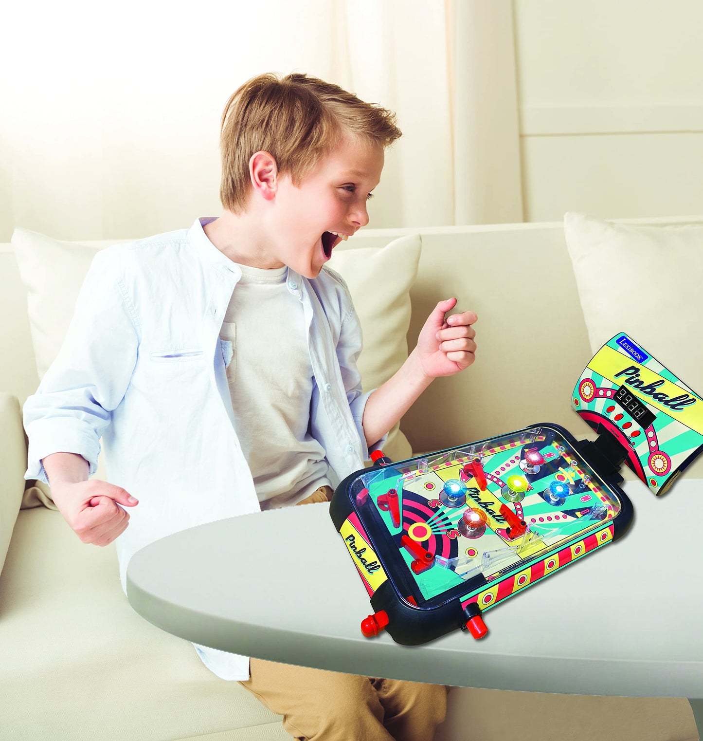 LEXiBOOK Table Electronic Pinball, Action and Reflex Game for Children and Family, LCD Screen, Light and Sound Effects, JG610