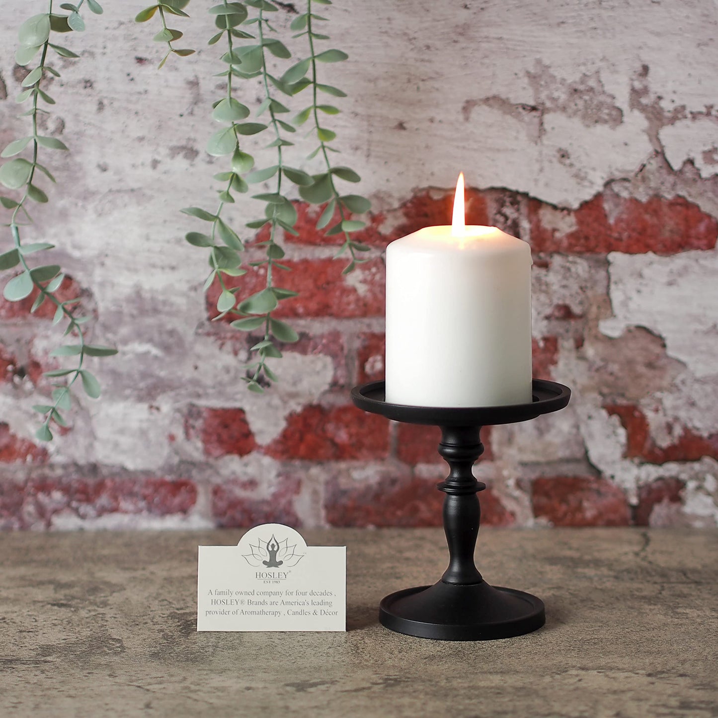 Hosley Set of 2 Black Pillar Holder 4.75 Inch High. Ideal Gift for Wedding Party Special Occasion or as a Candle Holder. W1