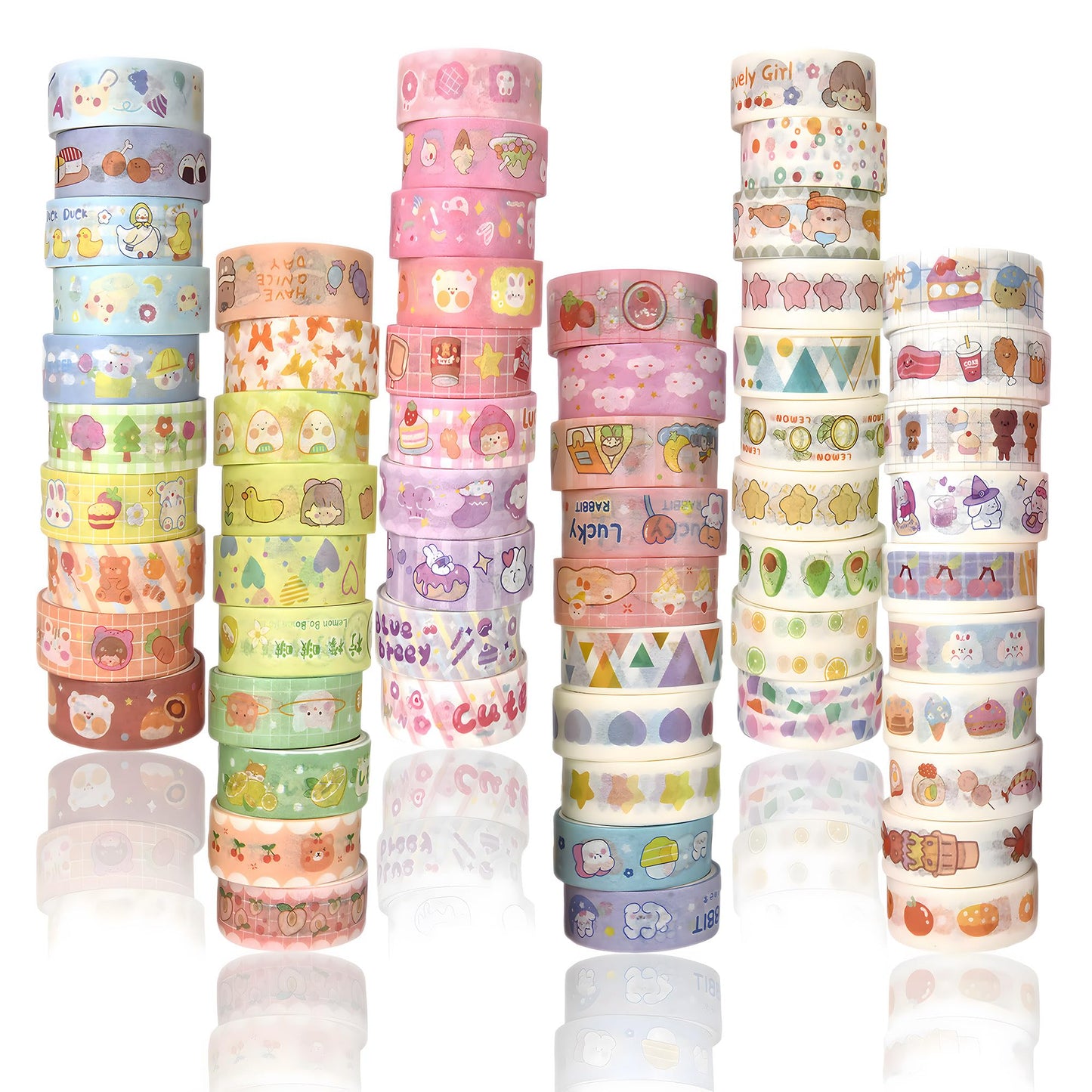 Sifaolp 60 Rolls Washi Tape Set, 15mm Wide Cute Sytle Washi Stickers, for Junk Journal Scrapbook Tape, Bullet Journaling Scrapbooking Supplies, Planner Sticker DIY Craft DéCor