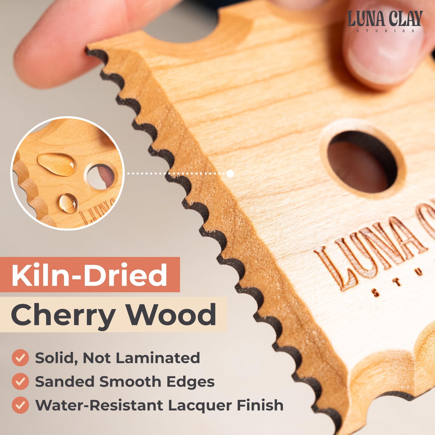Kiln-Dried Cherry Wood Pottery Ribs & Pottery Tools For Wheel Throwing | 8 Pack - Professional Non-Warping Ceramic Set for Trimming, Sculpting, Shaping - Clay Tools & Modeling Kit with Bonus Sponge