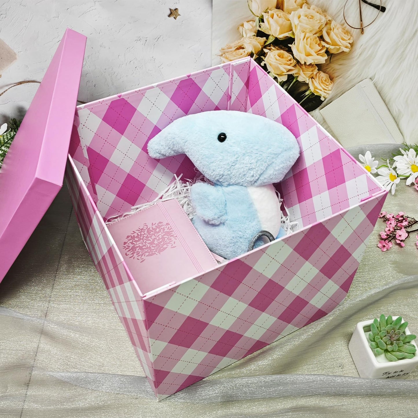 YINUOYOUJIA Large Gift Box 12x12x10Inches,Pink Gift Boxes with Lids for Presents,Cute Box,Birthday Gift Box,Gift Packaging for Valentine's Day,Mother's Day,Christmas,Anniversaries.