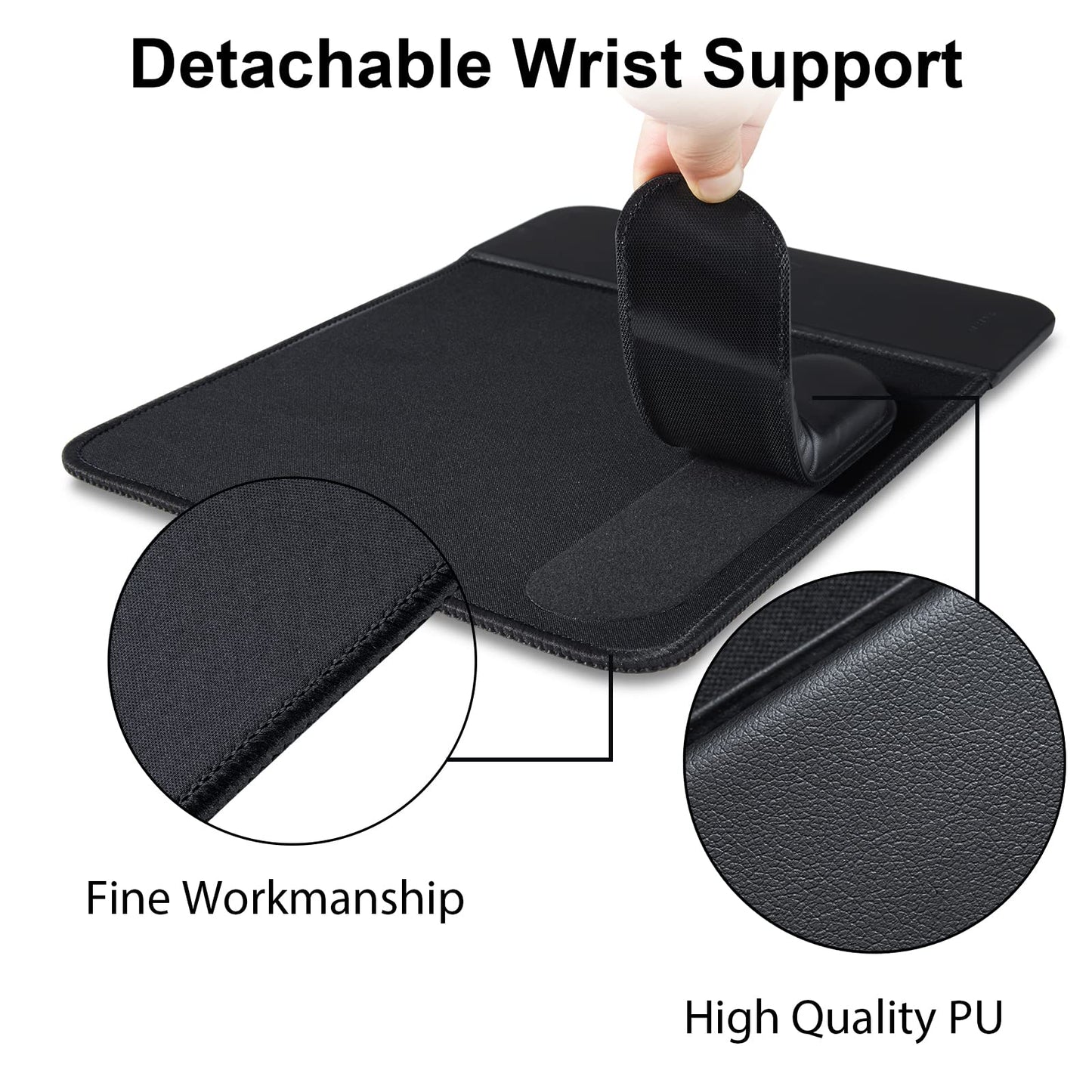 VIVIYA 15W Wireless Charging Mouse Pad with Detachable Wrist Support, Fast QI Phone Charger Mouse Mat for iPhone 16/15/14/13/12/11/X and Samsung Multiple Mobile Devices (Black)