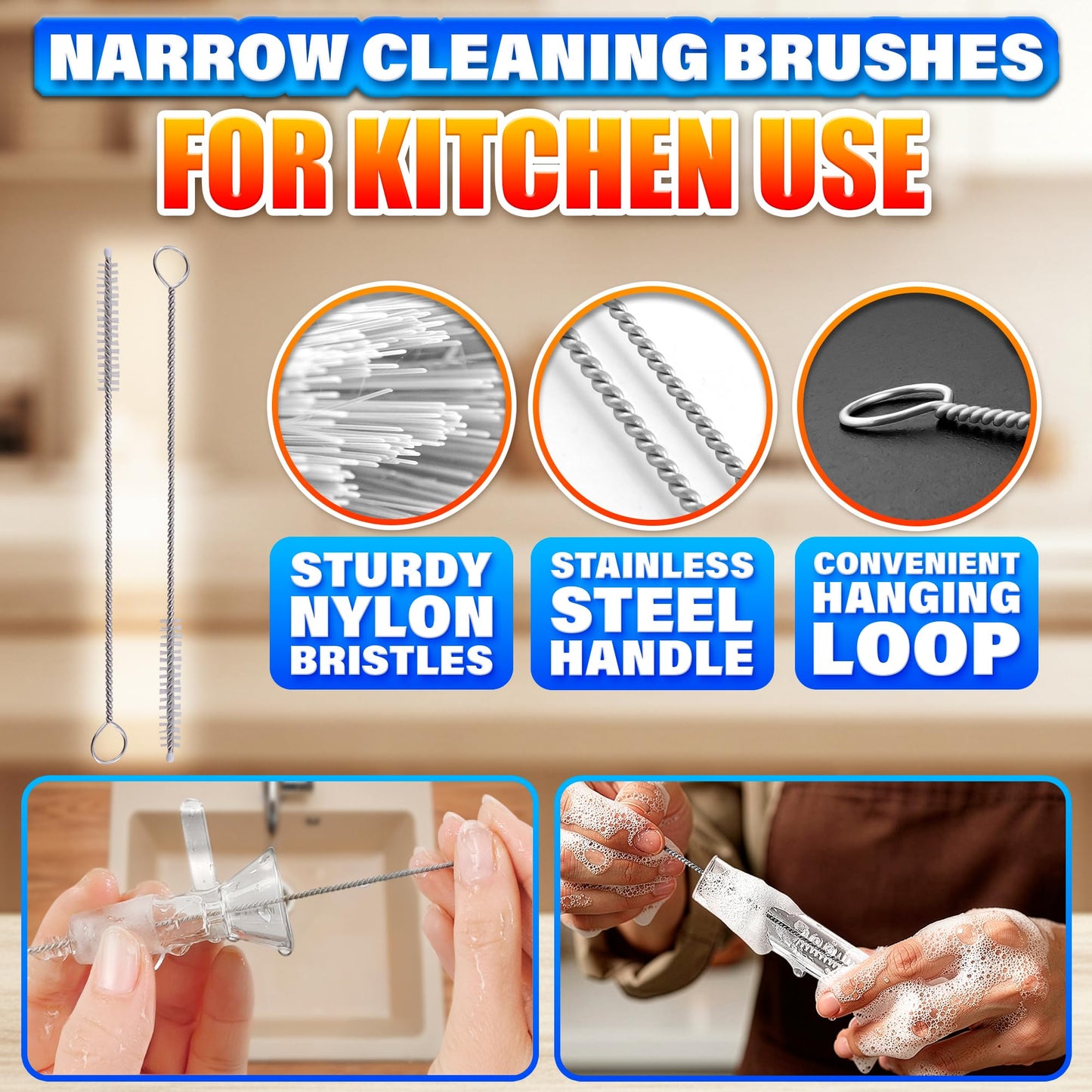 12-Pack 14mm Glass Funnel with Handle – Thick Spill-Resistant Clear Glass Funnels for Liquids and Oils – Easy Pouring, Ergonomic Handle for Kitchen & DIY Projects | 2 Cleaning Brushes for Easy Clean