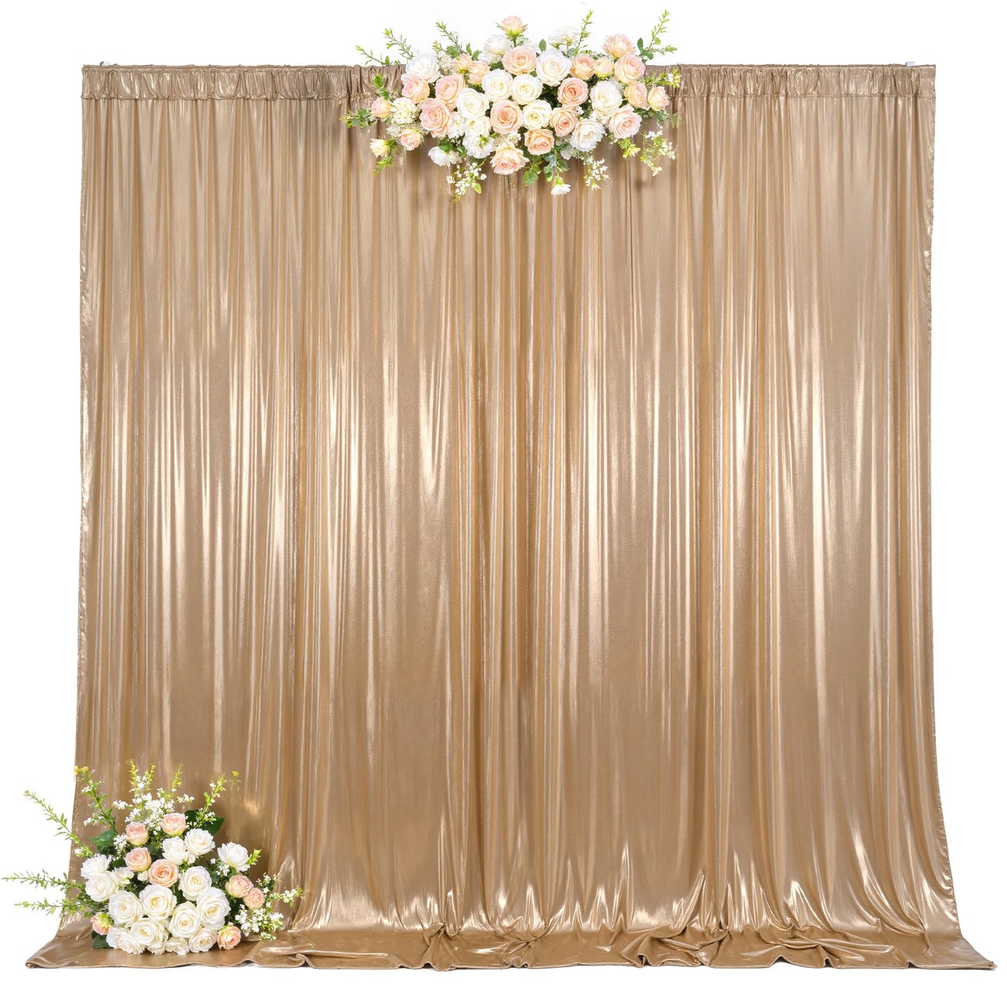 10x10ft Dark Champagne Backdrop Curtains Wedding Party Glitter Sequin Curtain Backdrop Fabric Shimmer Drapes Backdrop Bridal Baby Shower Birthday Christmas Photoshoot Background 5x10FT，2 Panels