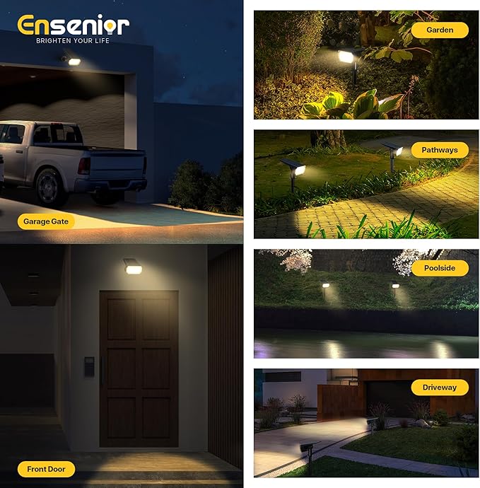 Ensenior Solar Spotlights Outdoor, 56 LEDs Brightness Adjustable 3000K LED Solar Garden Lights, Halloween Christmas Landscape Lighting for Flag/Yard/Pathway, IP65 Waterproof - 10 Pack