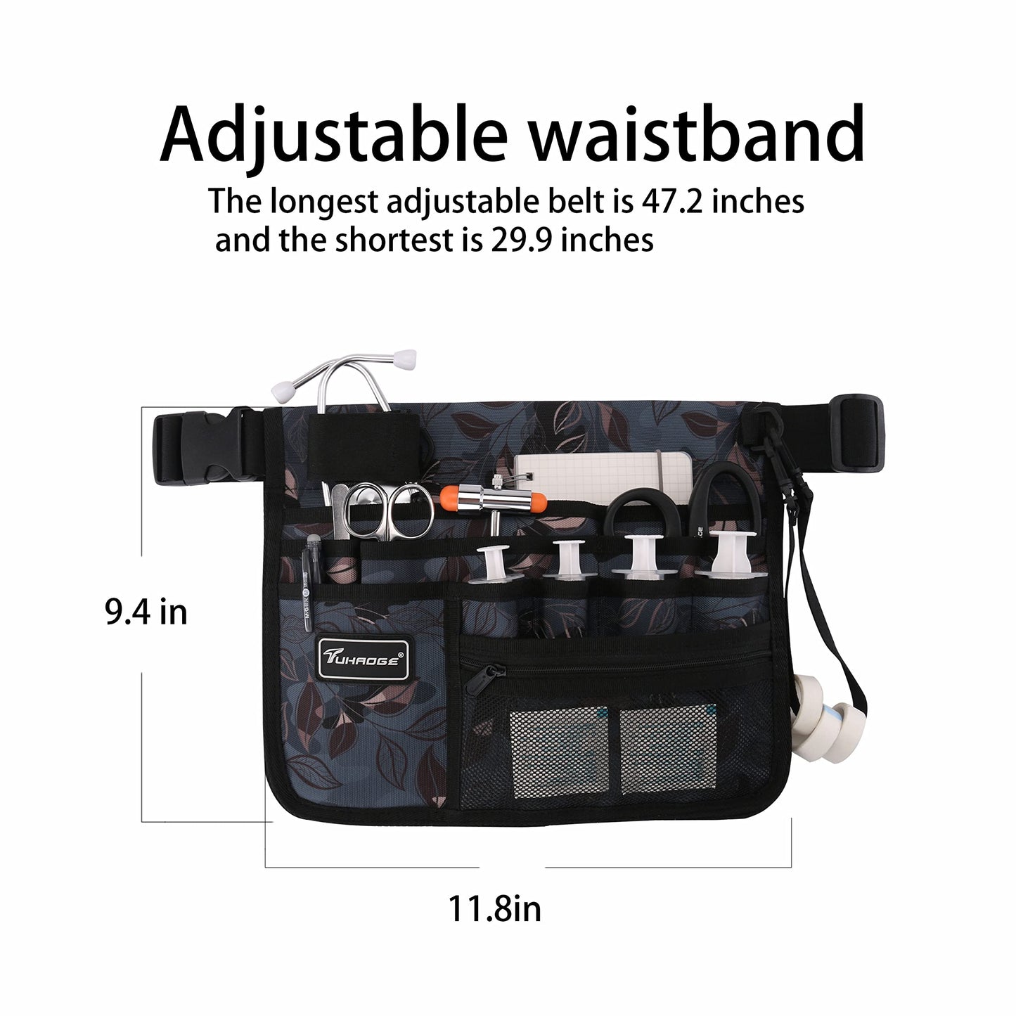 Tuhaoge Multifunctional Nurse Storage Bag, Medical Kit Practical Waist Bag， Nurse Pocket Storage Bag (Ash leaves)