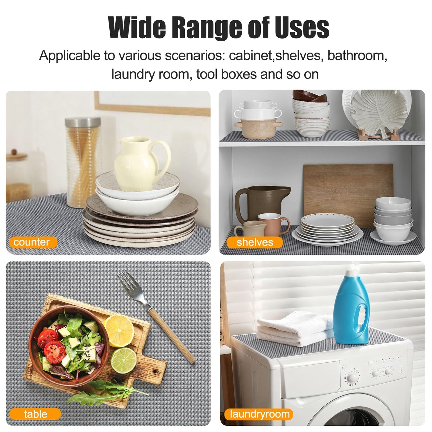 Songrey Non-Adhesive Drawer and Shelf Liner, Non Slip Cabinet Liners, Protect Kitchen Cupboard, Bathroom Drawers, Breathable, Thick Strong Grip mat (12IN x 20FT, Cream)