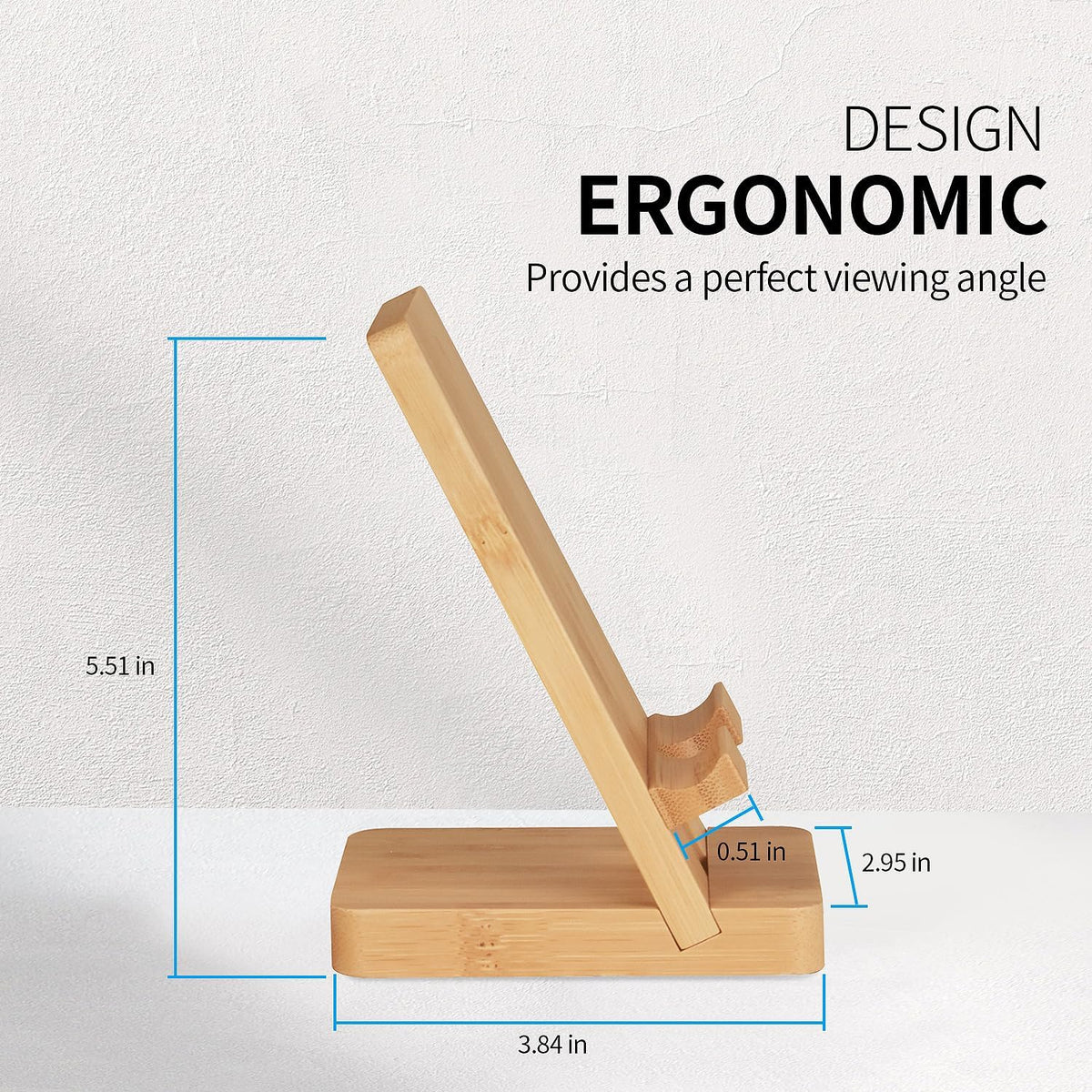 Wood Phone Stand, Desktop Wooden Phone Holder, Portable Office Phone Stand for Desk, Wood ipad Stand， Compatible with iPhone & All Cell Phones (Bamboo)